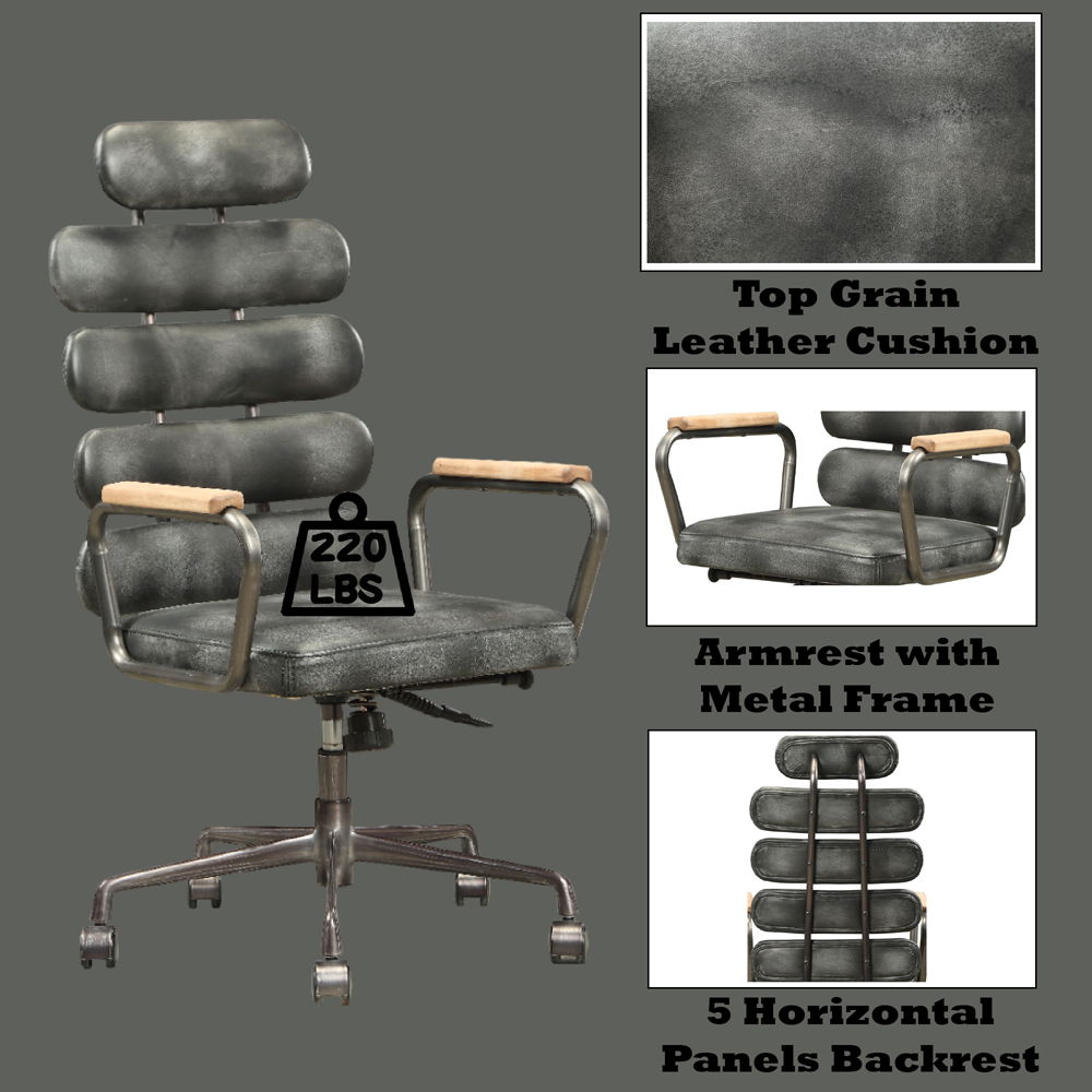 Calan - Office Chair - Vintage Black Top Grain Leather, black, view 6