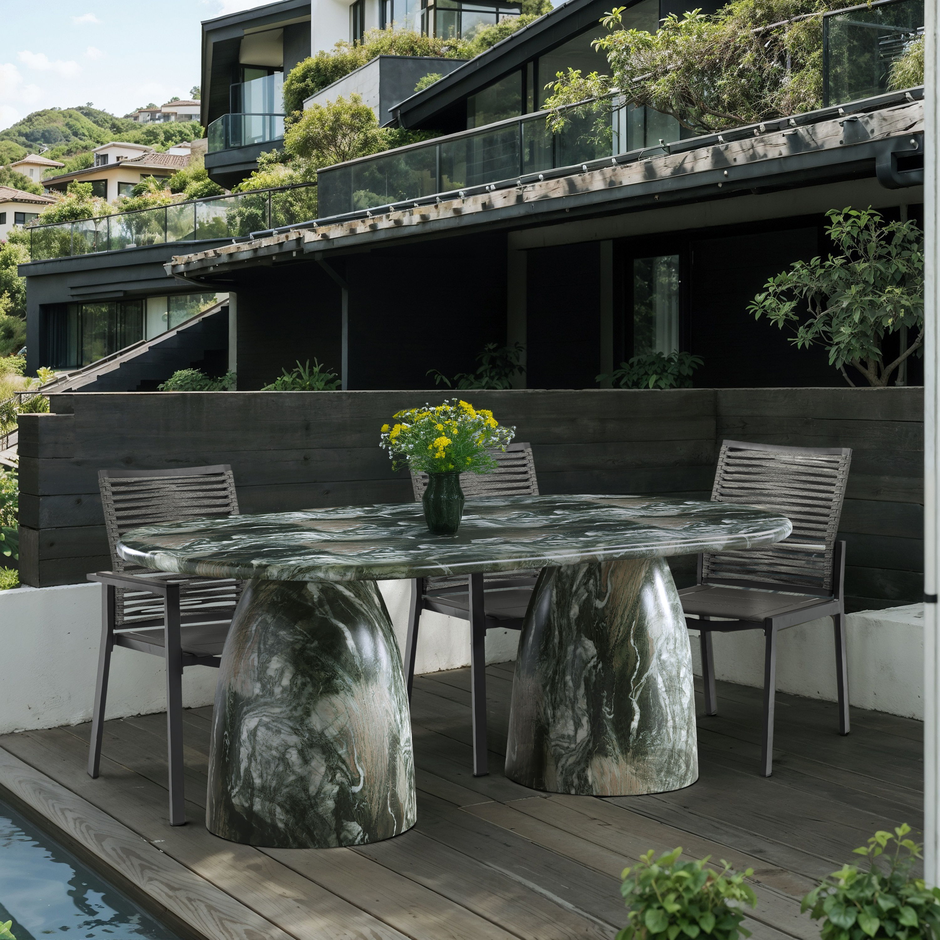Cosenza - 78" Marble Finish Concrete Dining Table - Green