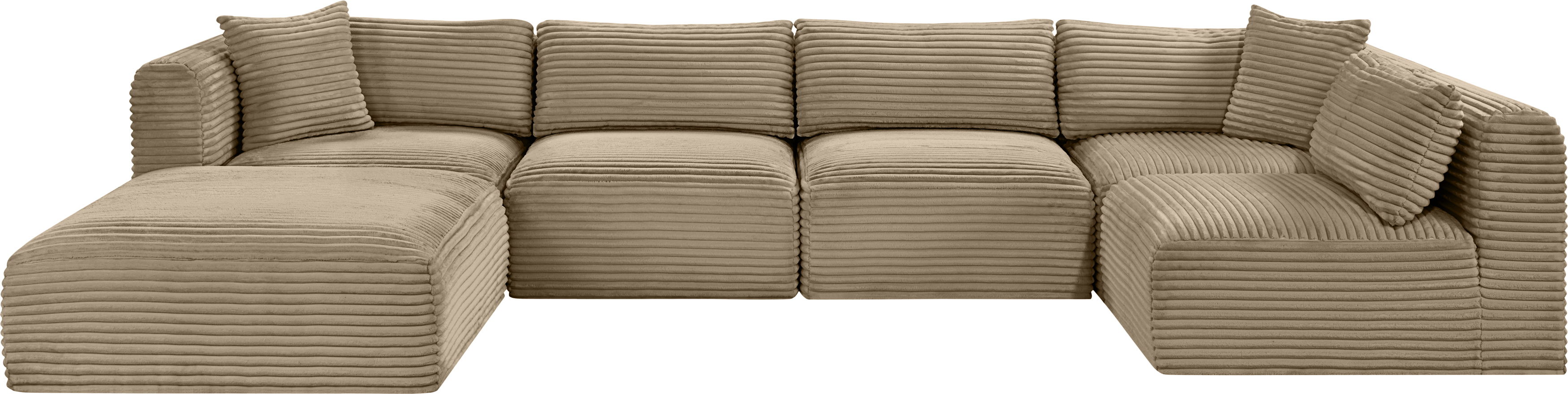 Shaggy - 6 Piece Modular U-Shaped Sectional - Taupe
