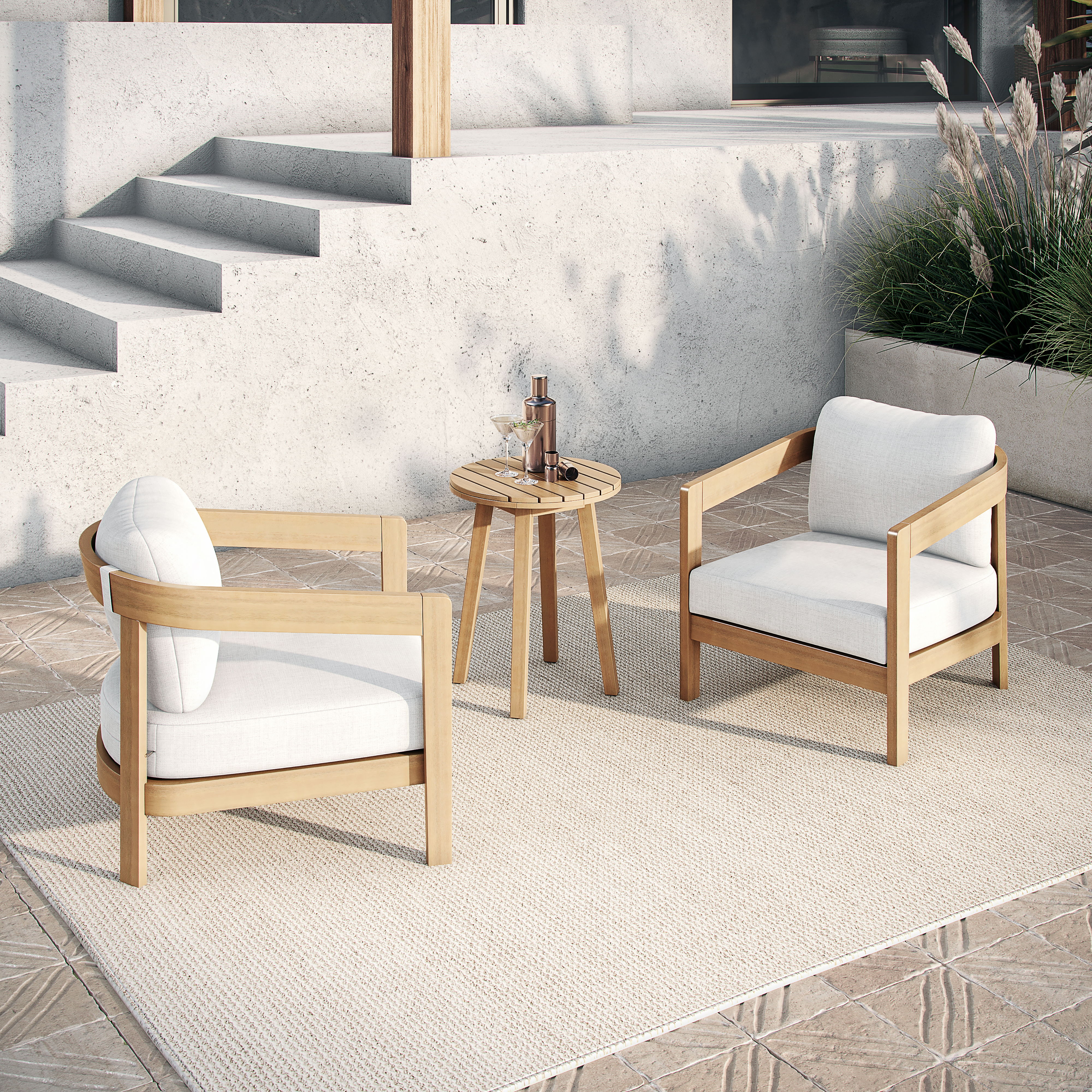 Wesley - 3 Piece Outdoor (2 Chairs & End Table) - White