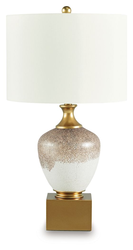 Ashley Tavisburg Glass Table Lamp (1/CN) - Brown/White/Gold