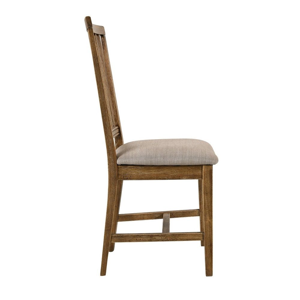 Wallace II - Side Chair (Set of 2) - Tan Linen & Weathered Oak, light brown, view 4