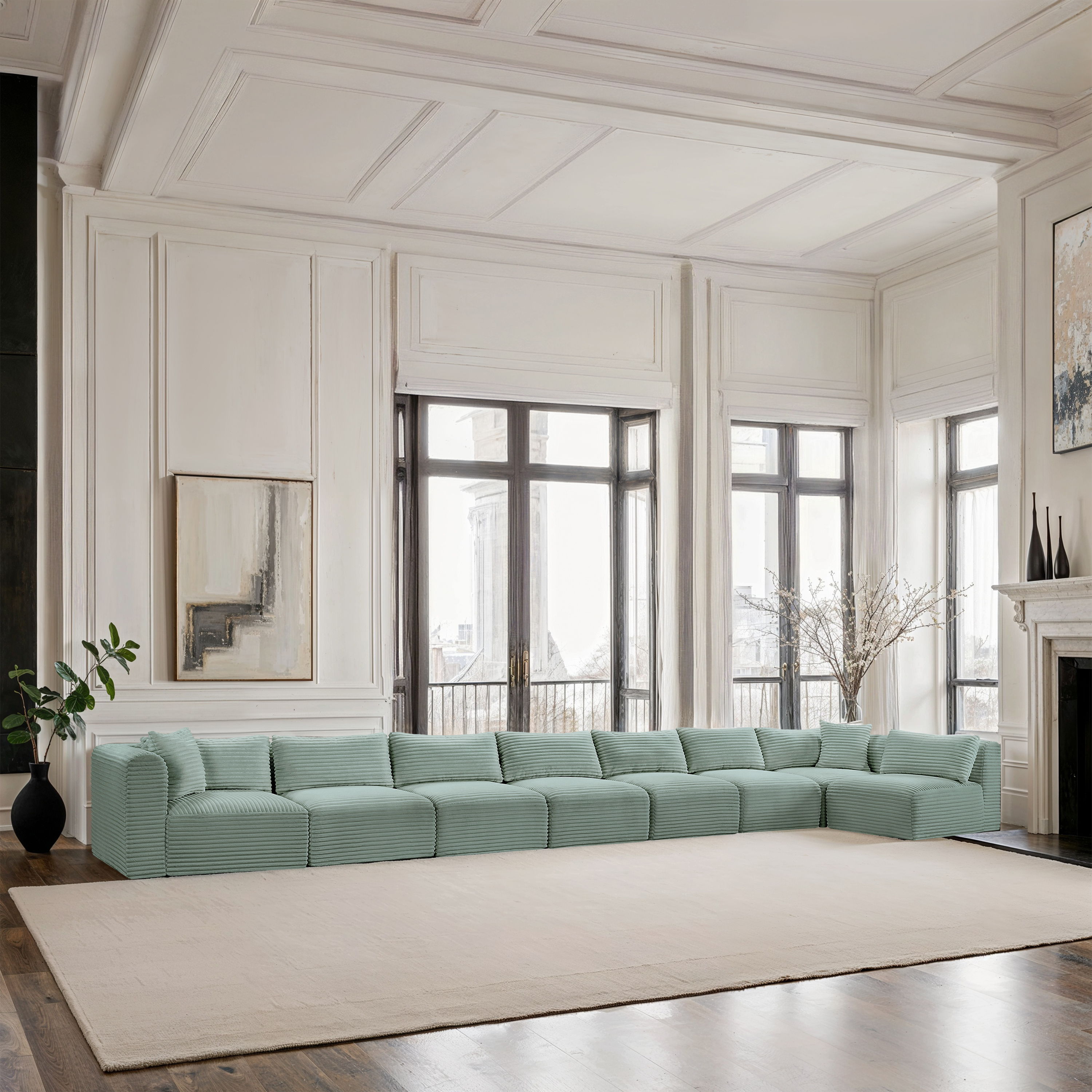 Shaggy - 8 Piece Modular Sectional - Mint