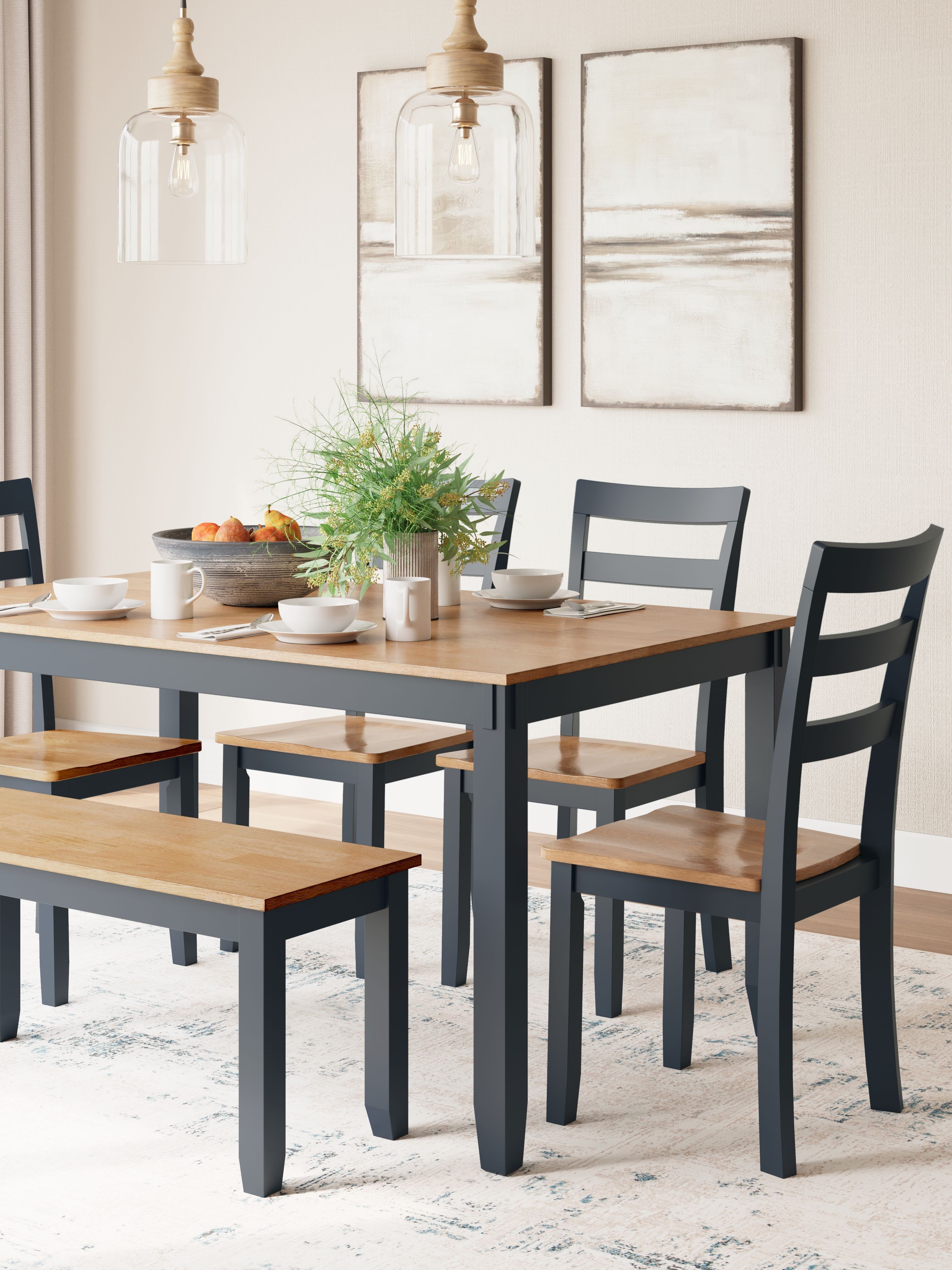 Ashley Furniture Gesthaven - Dining Room Table Set (Set of 6) - Natural / Blue - Image 4