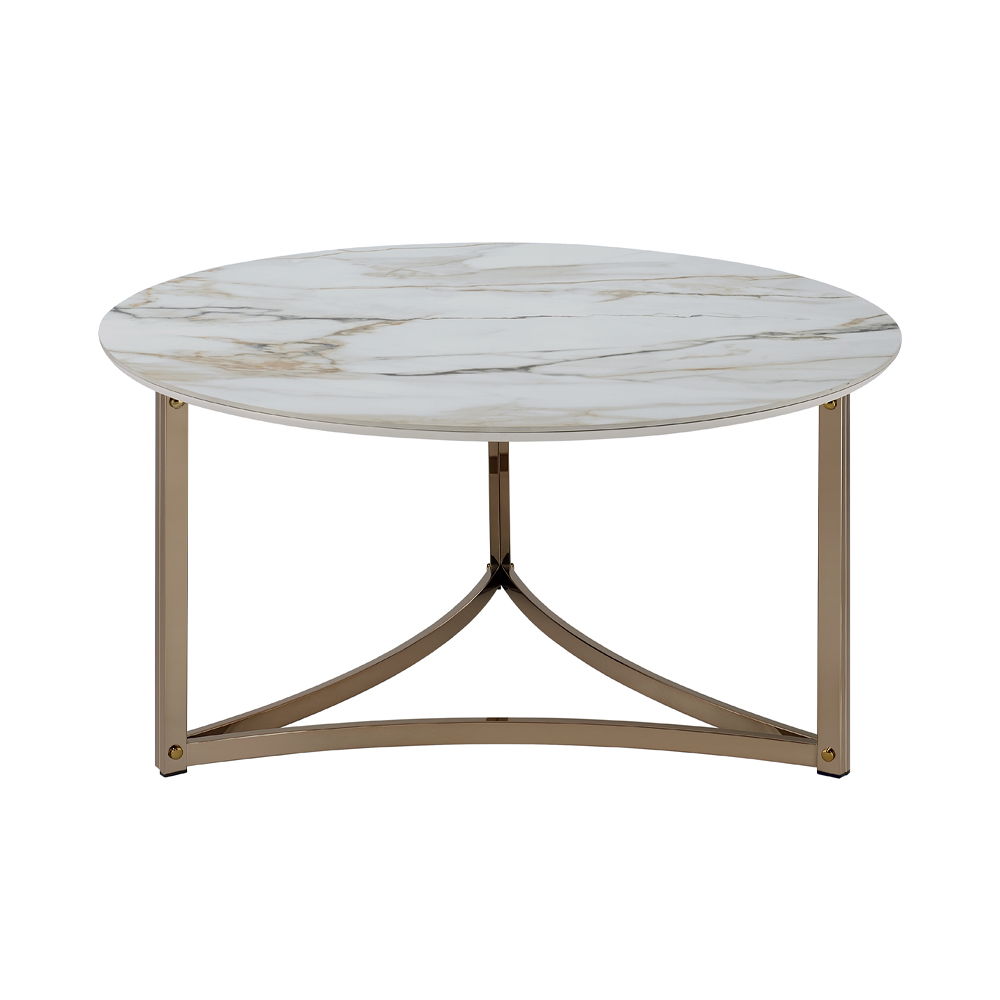 Zaidee - Round Coffee Table - Sintered Stone & Champagne, gold, view 3