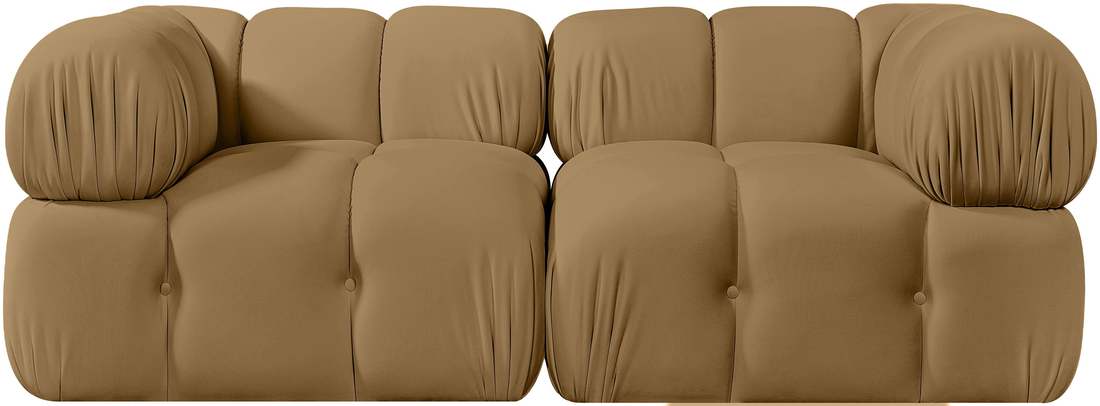 Orin - Velvet Performance Fabric Upholstered 2 Piece Modular Sofa (2 Corner Chairs) - Saddle