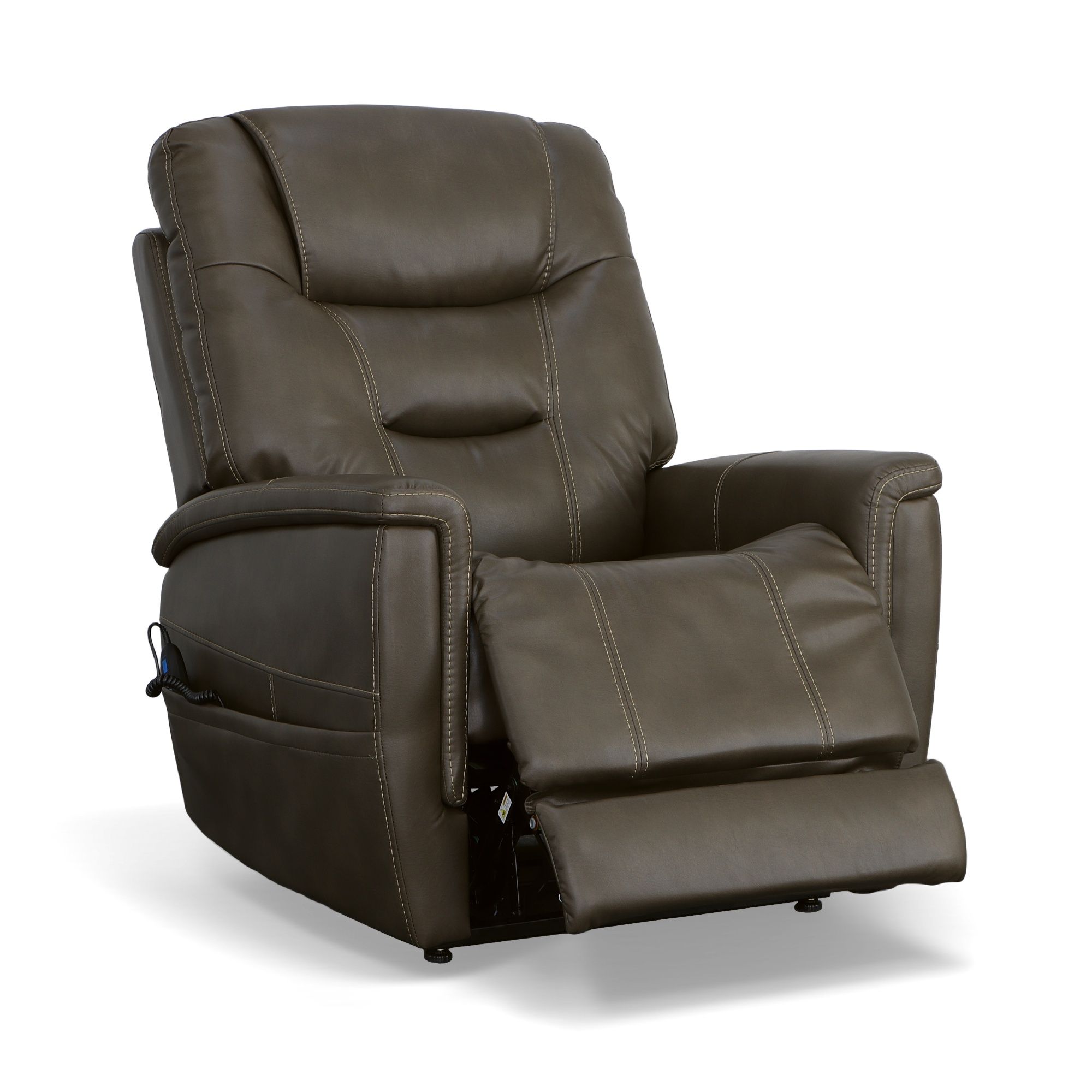 Shaw - Power Lift Recliner With Power Headrest & Lumbar - Driftwood, dark brown, view 3