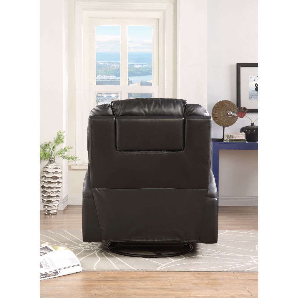 Waterlily - Motion Rocker Recliner With Swivel - Black Synthetic Leather, black, view 5