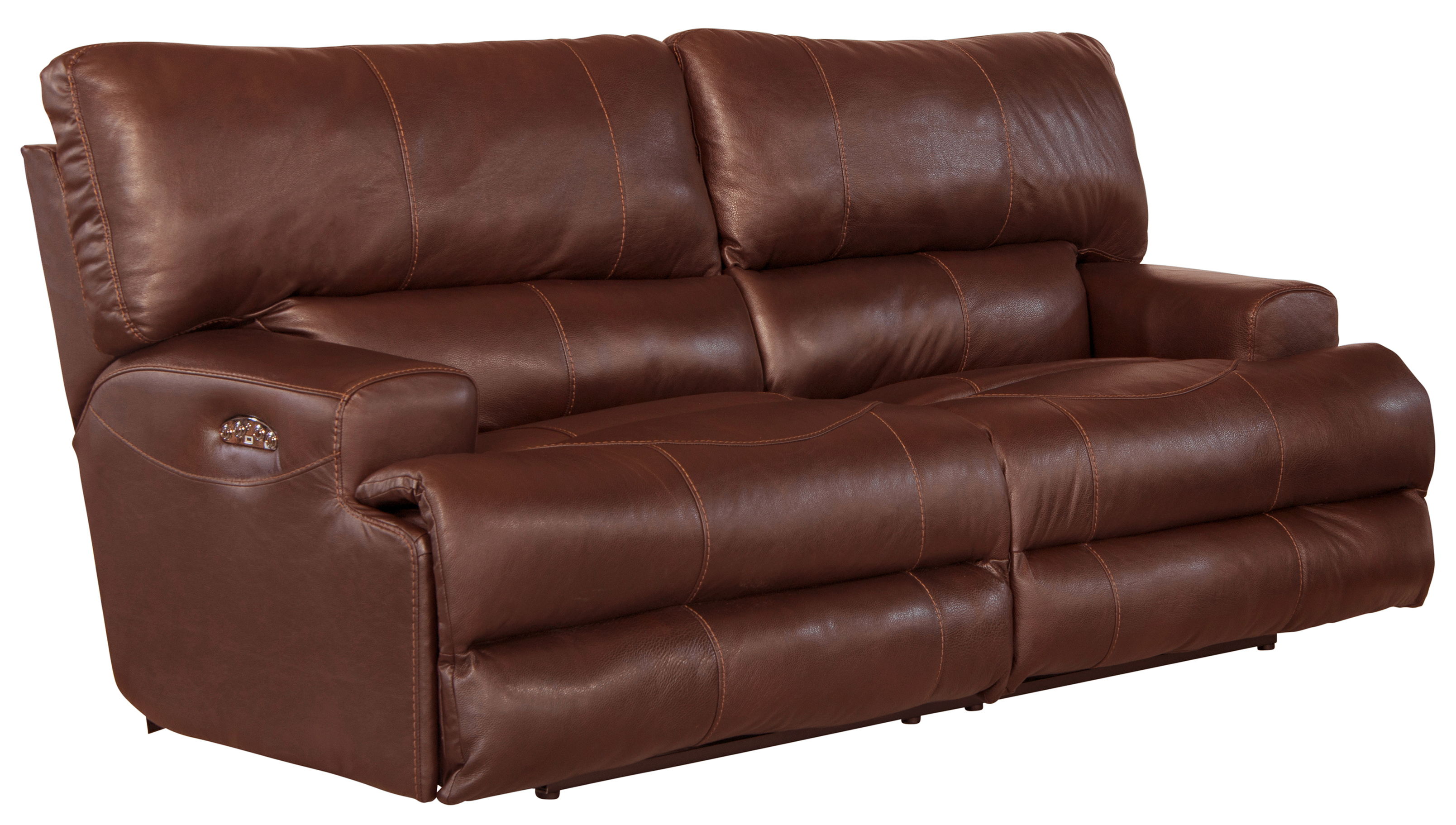 Wembley - Italian Leather Match Power Layflat Reclining Sofa With Power Adjustable Headrest - Walnut