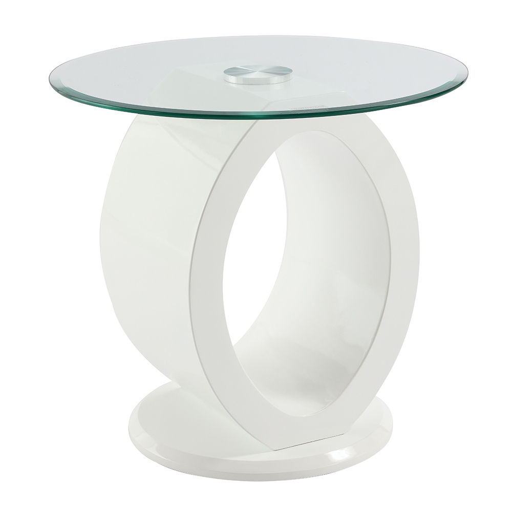 Larry - End Table - Glass Top, White High Gloss Finish, white, view 2