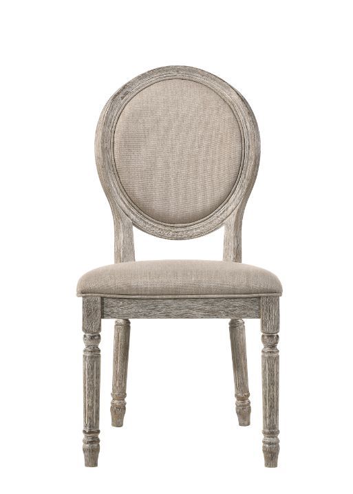 Faustine - Side Chair (Set of 2) - Tan Fabric & Salvaged Light Oak, beige, view 4
