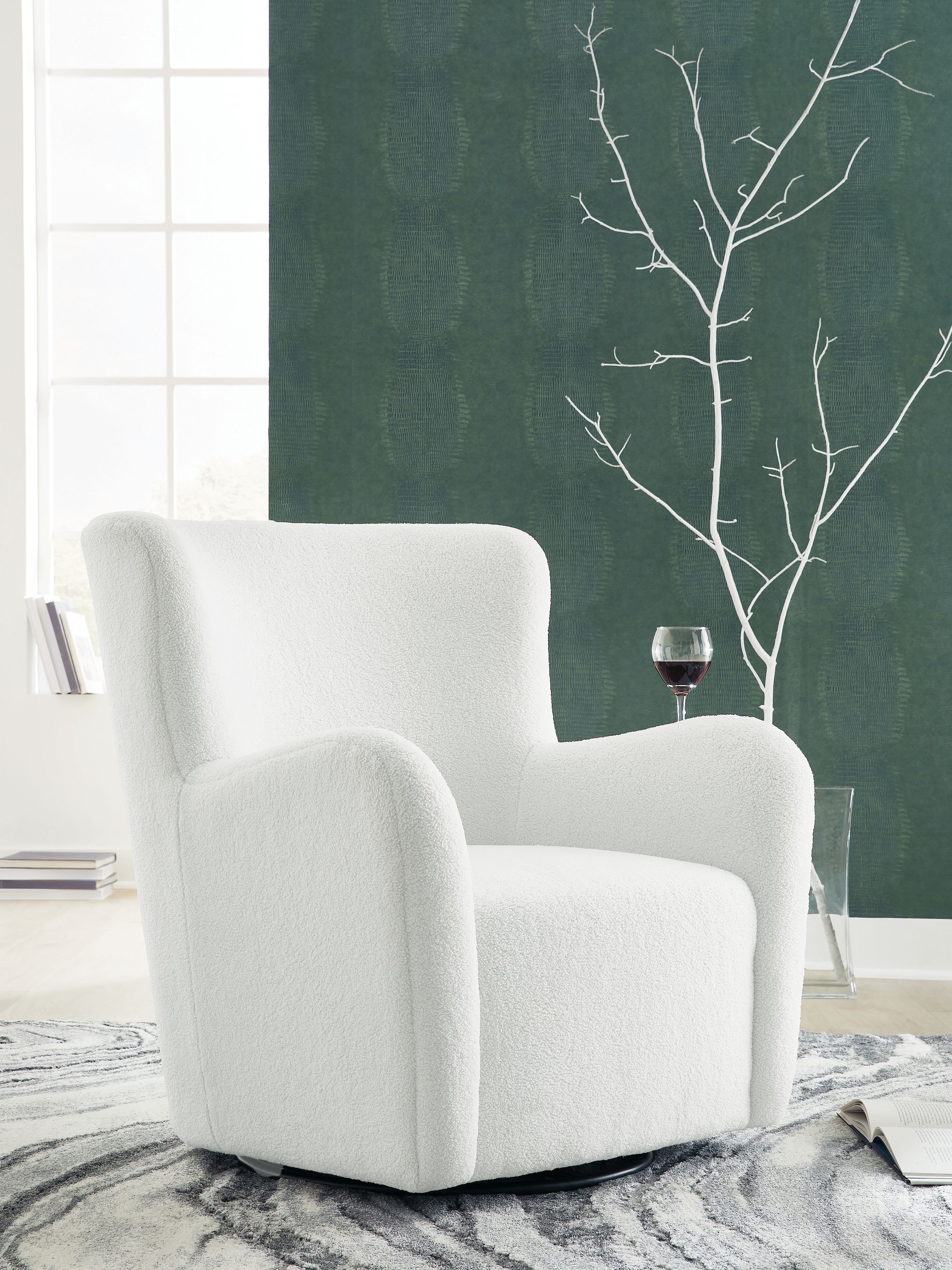 Ashley Furniture Rowenburg - Swivel Glider Accent Chair - Cream - Image 2