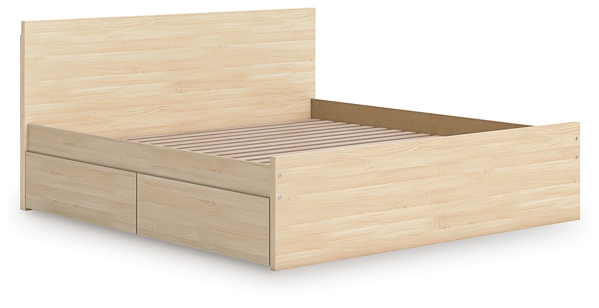 Onita - Queen Panel Platform Bed With 2 Side Storage - Natural