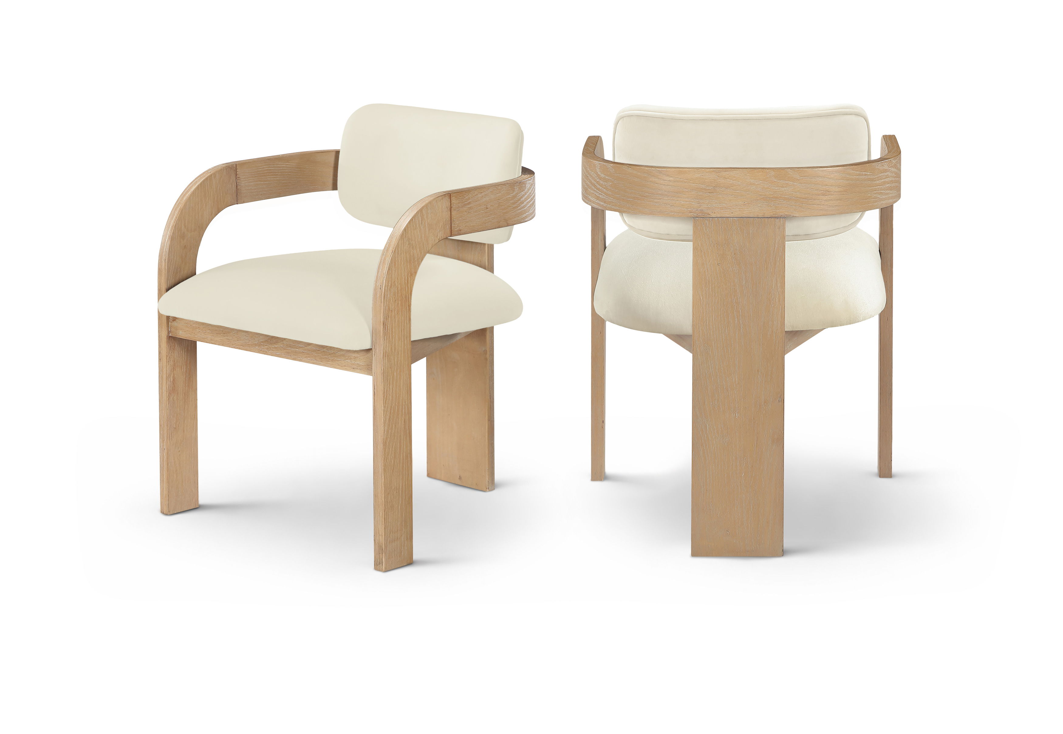 Cedra - Velvet Performance Fabric Upholstered Dining Chair (Set of 2) - Cream / Natural