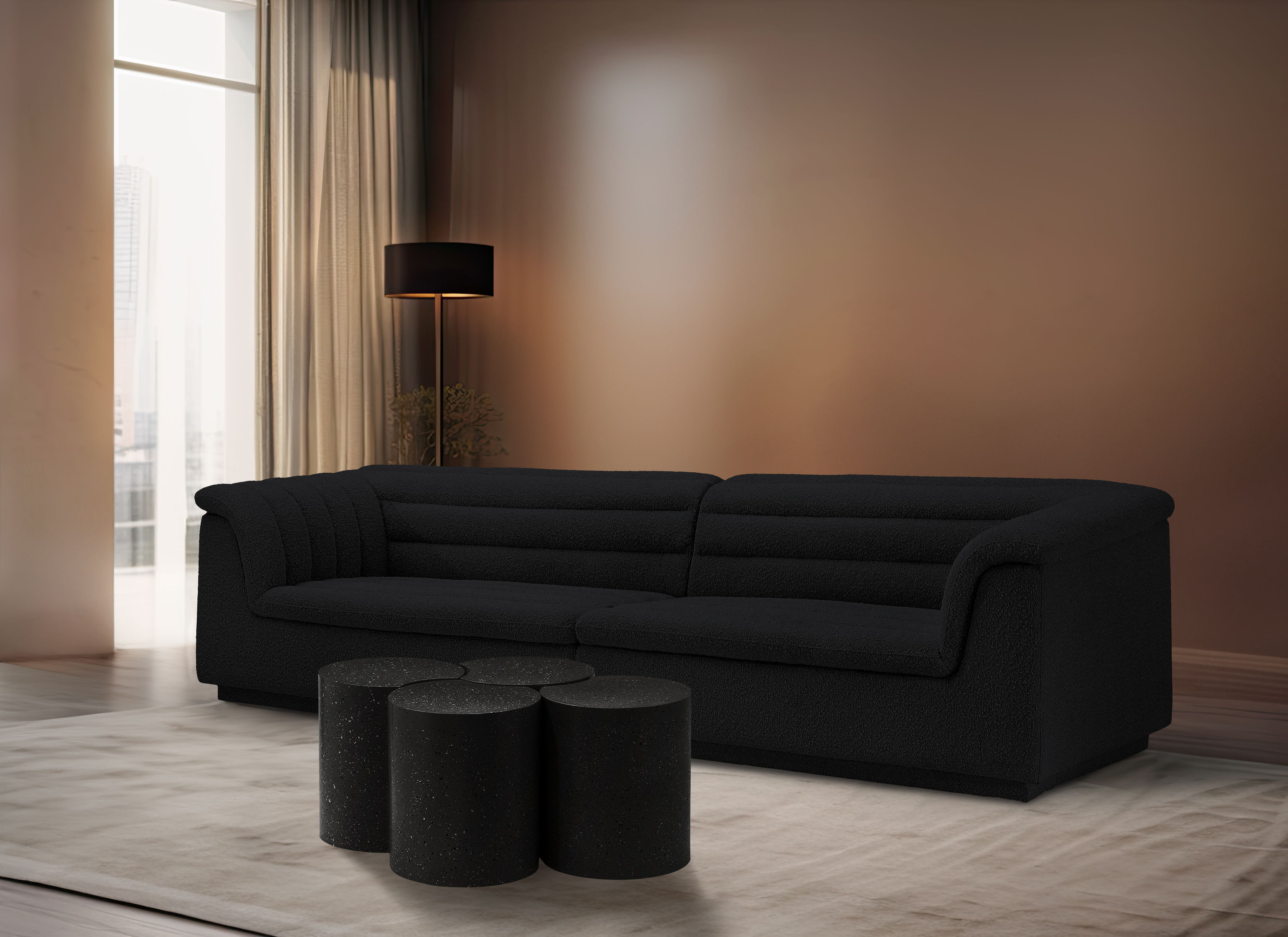 Dimple - 20" 4 Piece Modular Coffee Table - Black Terazzo