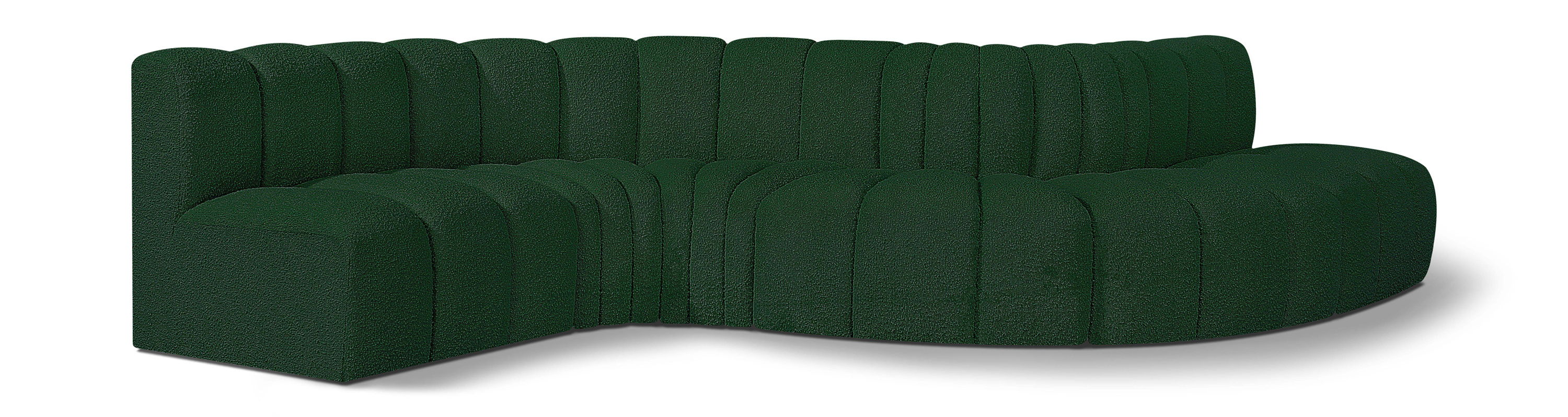 Arc - Boucle Fabric 6 Piece Curved Modular Sofa - Green