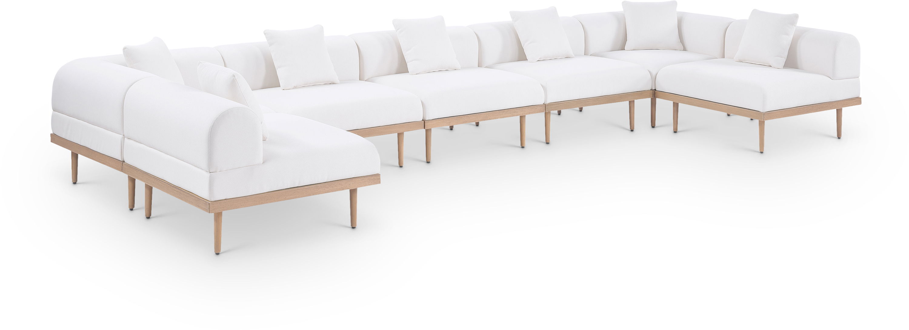 7 Pc · Resilient Water Resistant Fabric 177.5" Upholstered Outdoor Patio Modular Sectional