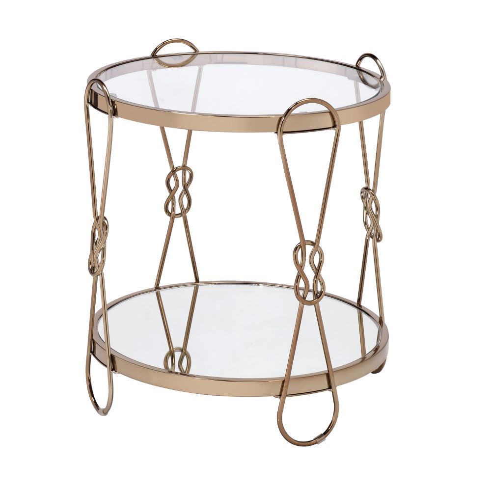 Zekera - End Table - Mirrored & Champagne, beige