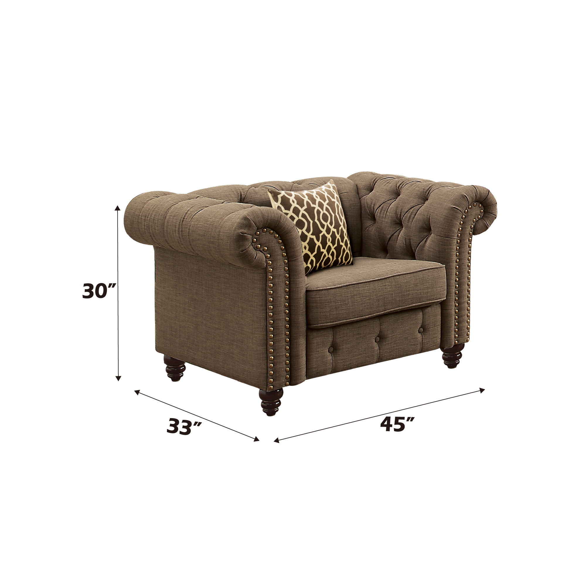 Aurelia - Chair With Pillow - Brown Linen, light brown, view 3