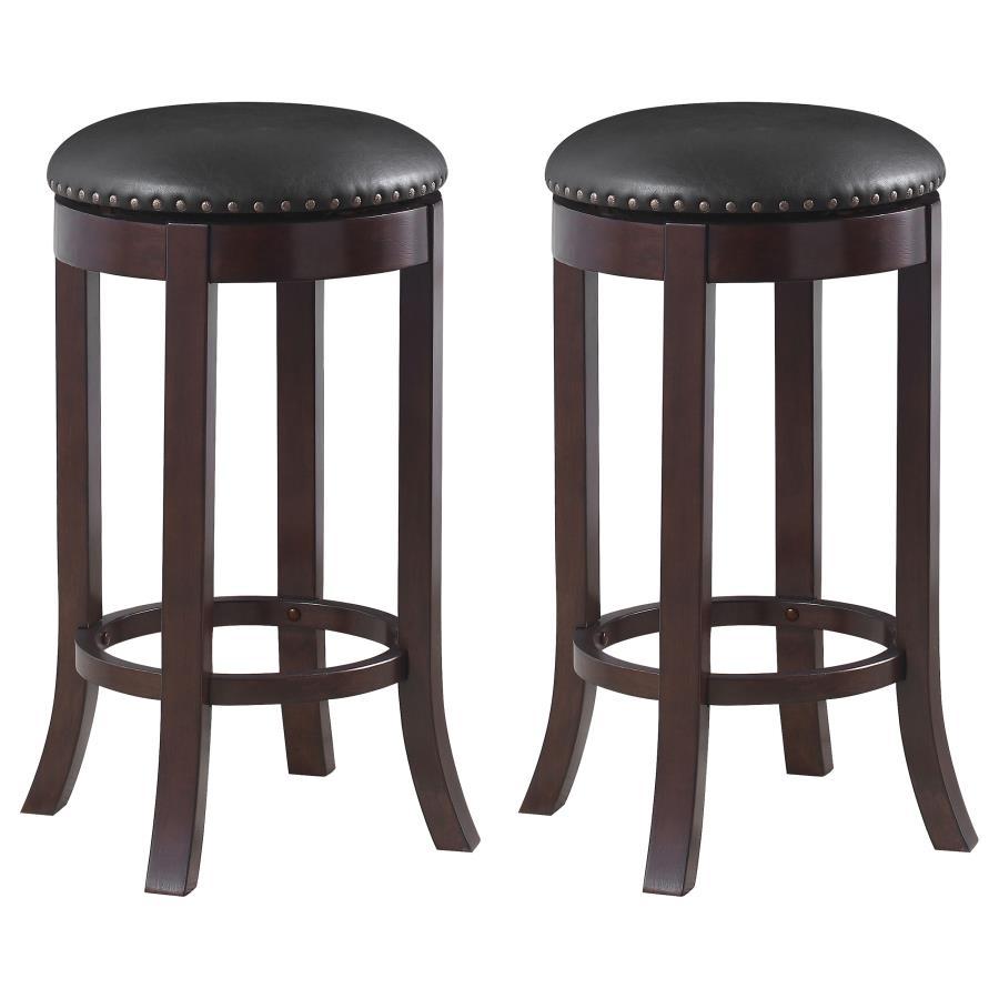 Aboushi - Swivel Bar Stools With Upholstered Seat (Set of 2) - Brown