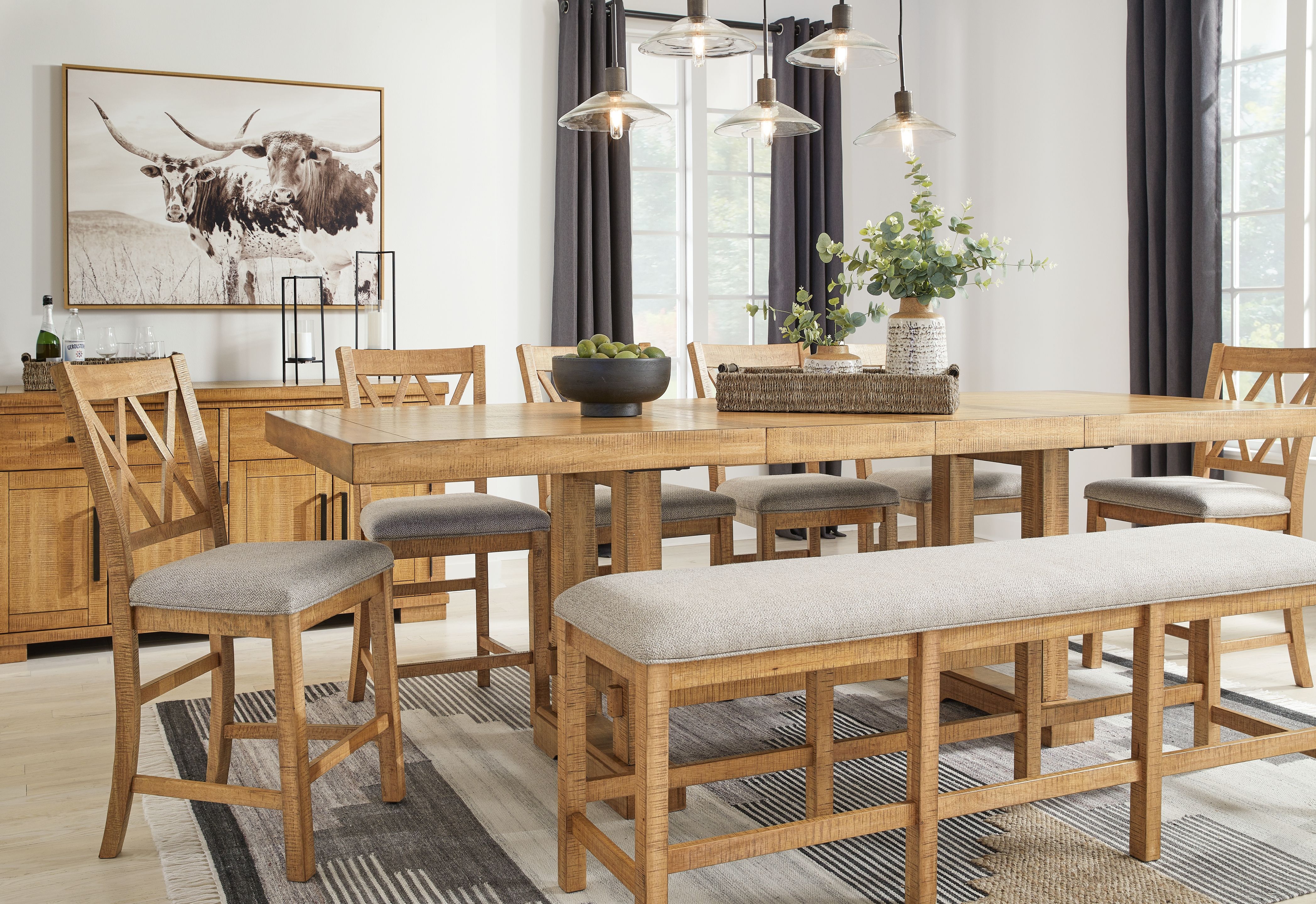 Ashley Furniture Havonplane - XL Counter Height Upholstered Dining Bench - Brown - Image 10