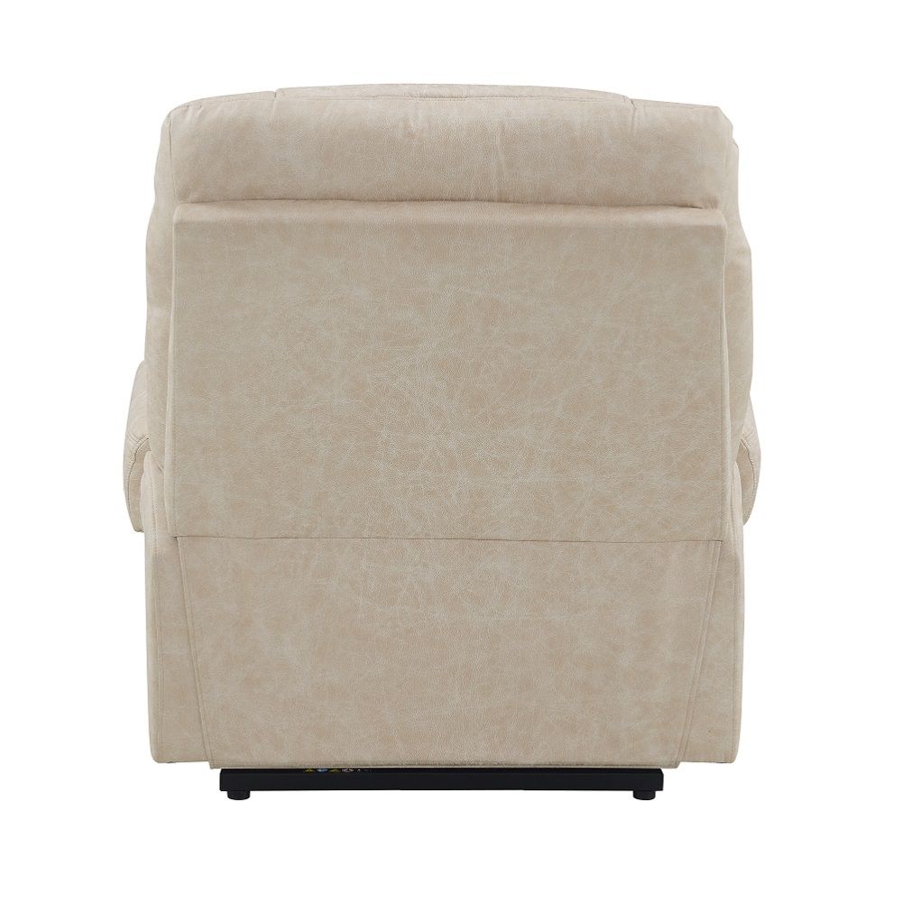 Nairi - Power Recliner With Lift & Heating & Massage - Ivory Leather Aire, beige, view 4