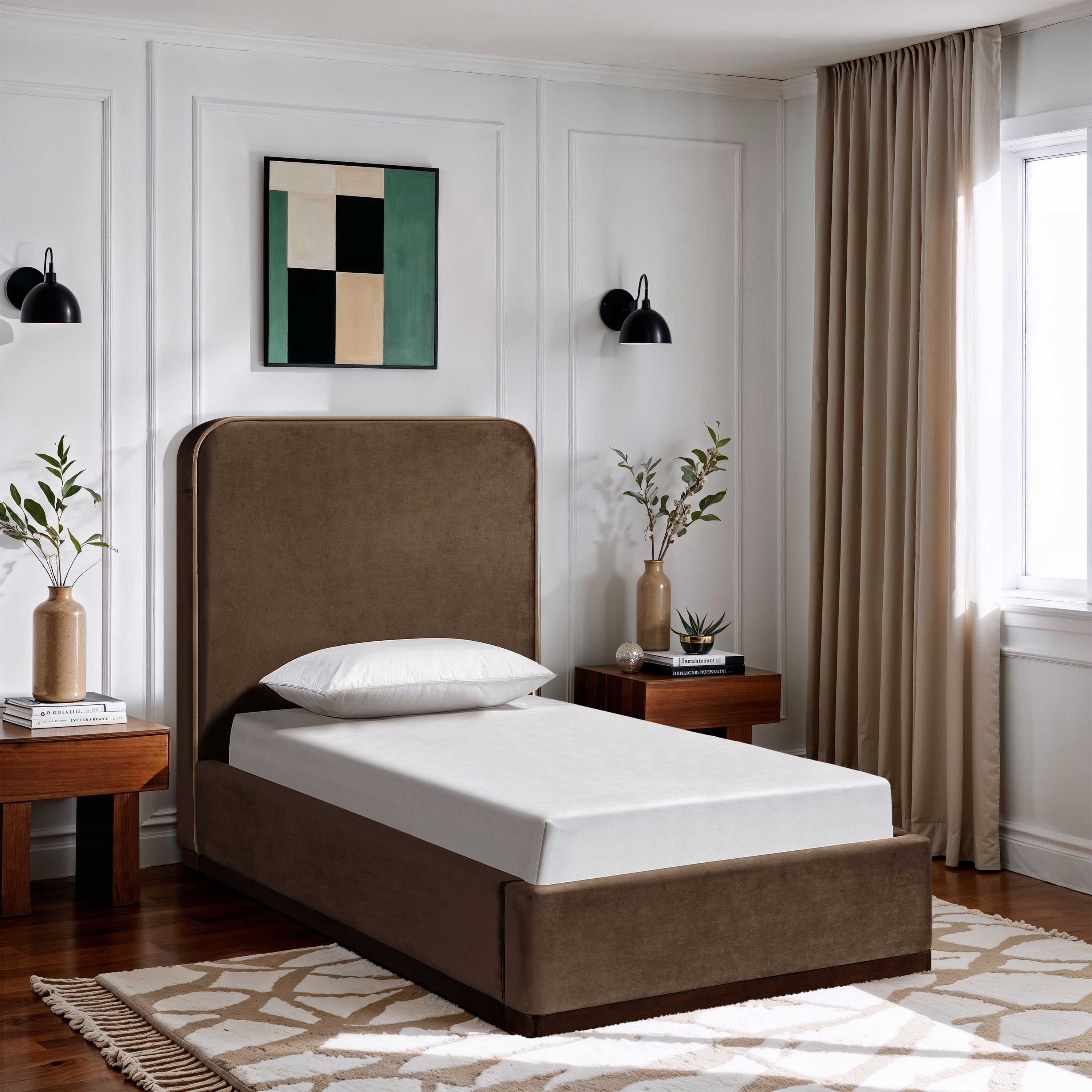 Rava - Twin Bed - Brown / Beige