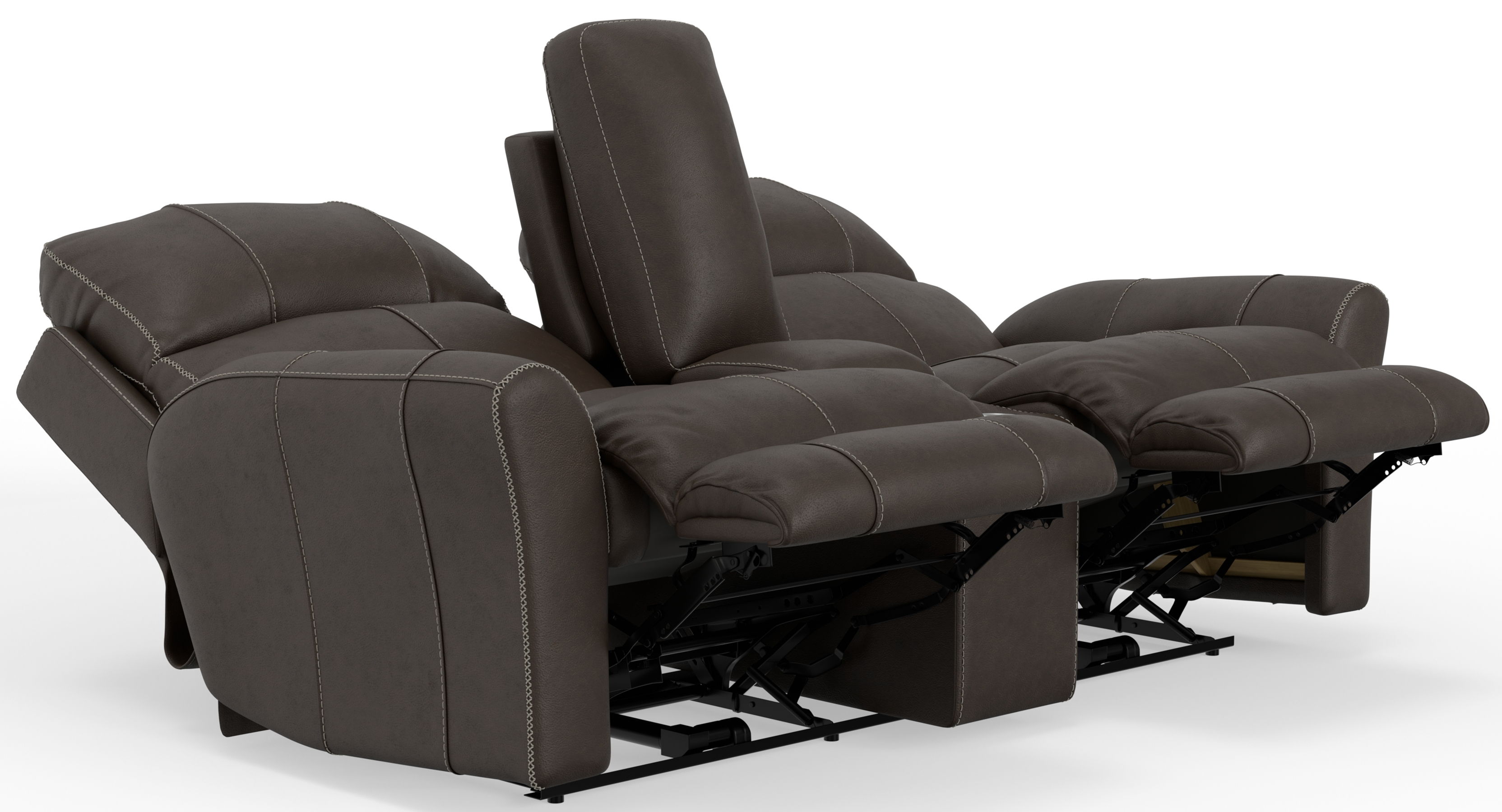 Fredda - Italian Leather Match Power Zero Gravity Reclining Console Loveseat With Power Adjustable Headrest - Coffee