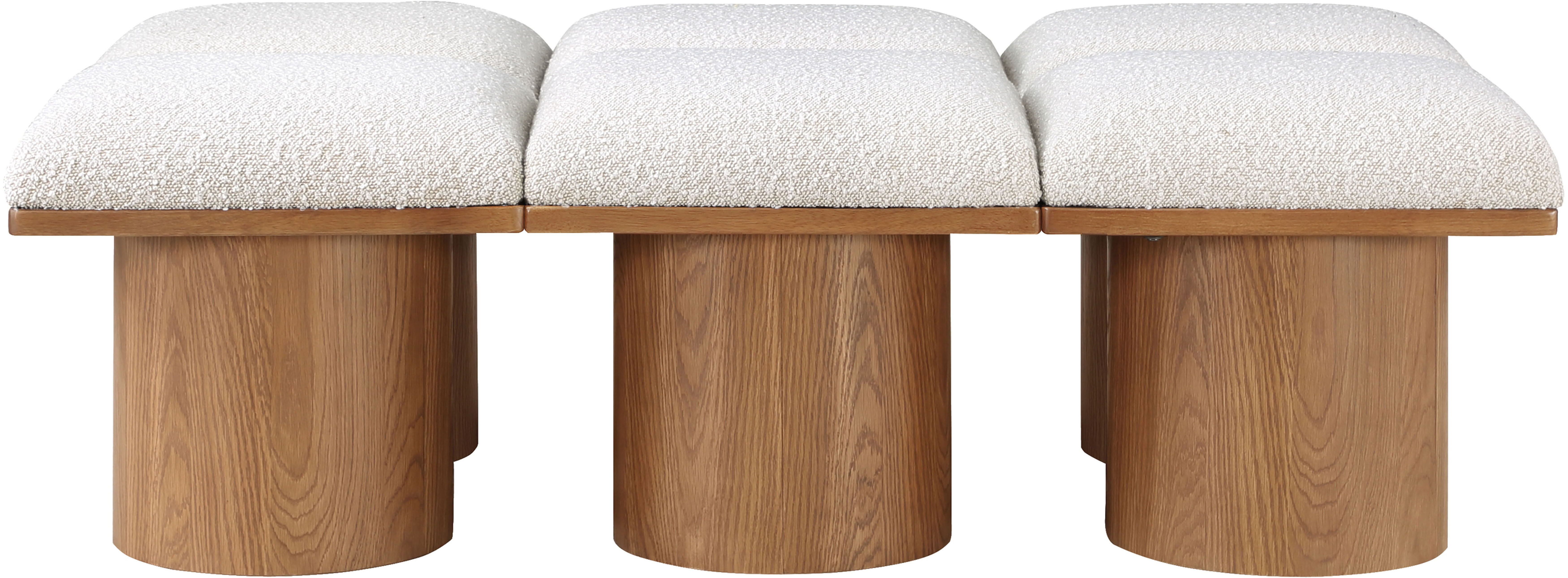 Pavilion - 54" 6 Piece Modular Bench With Brown Base - Cream