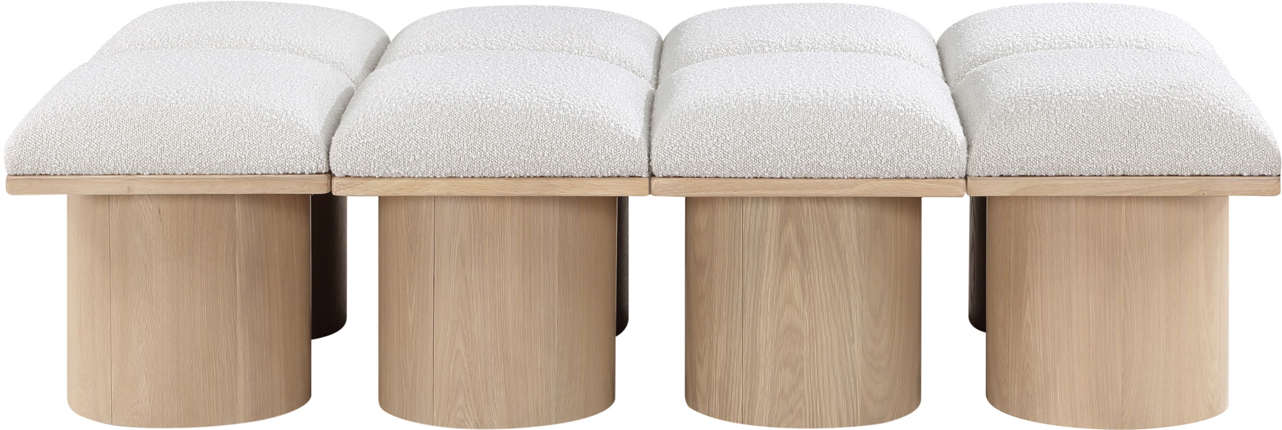Pavilion - 62" 8 Piece Modular Bench With Natural Base - Cream
