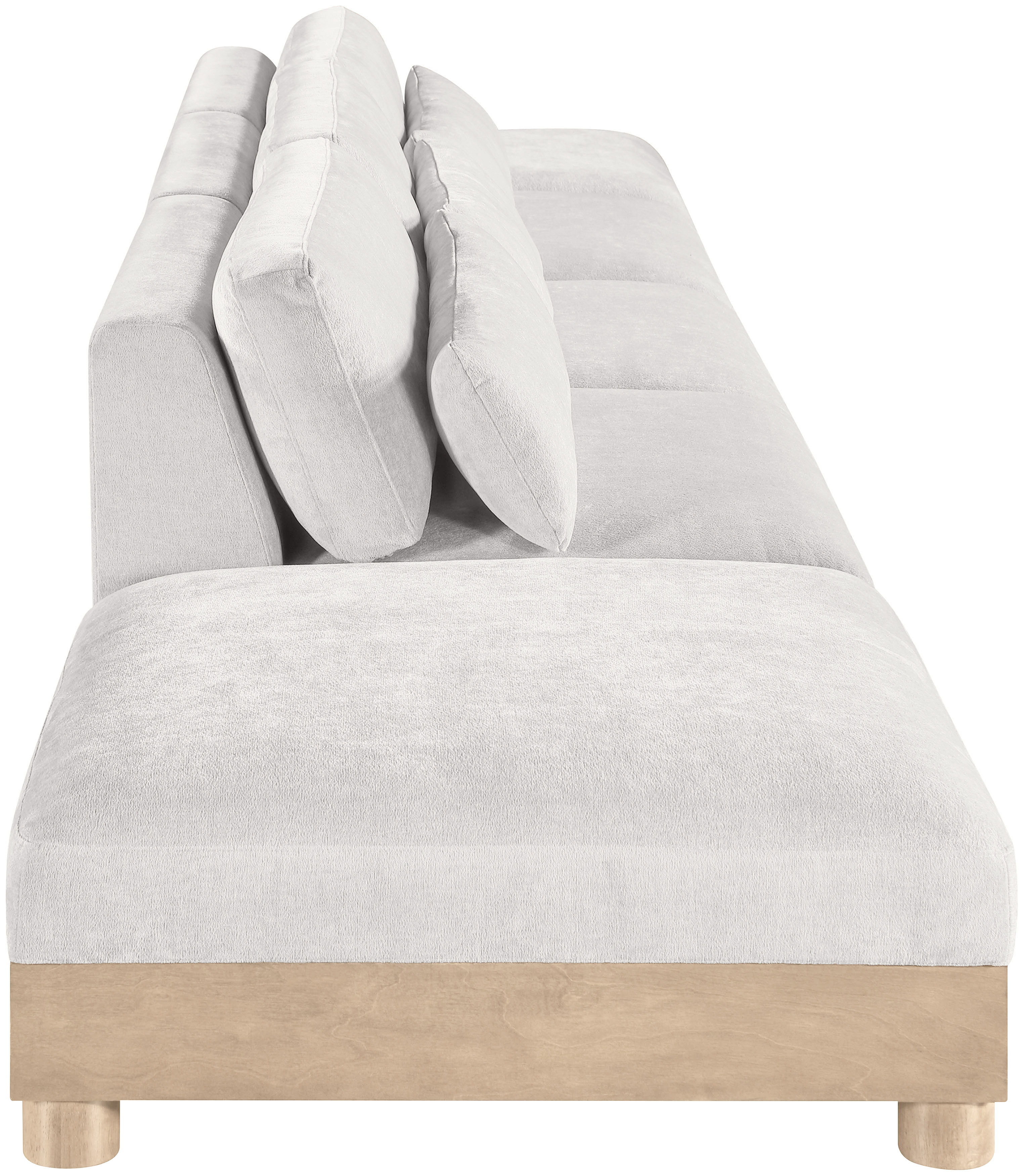 Turin - 200" Chenille Fabric Upholstered 5 Piece Modular Sofa - Cream / Natural Oak