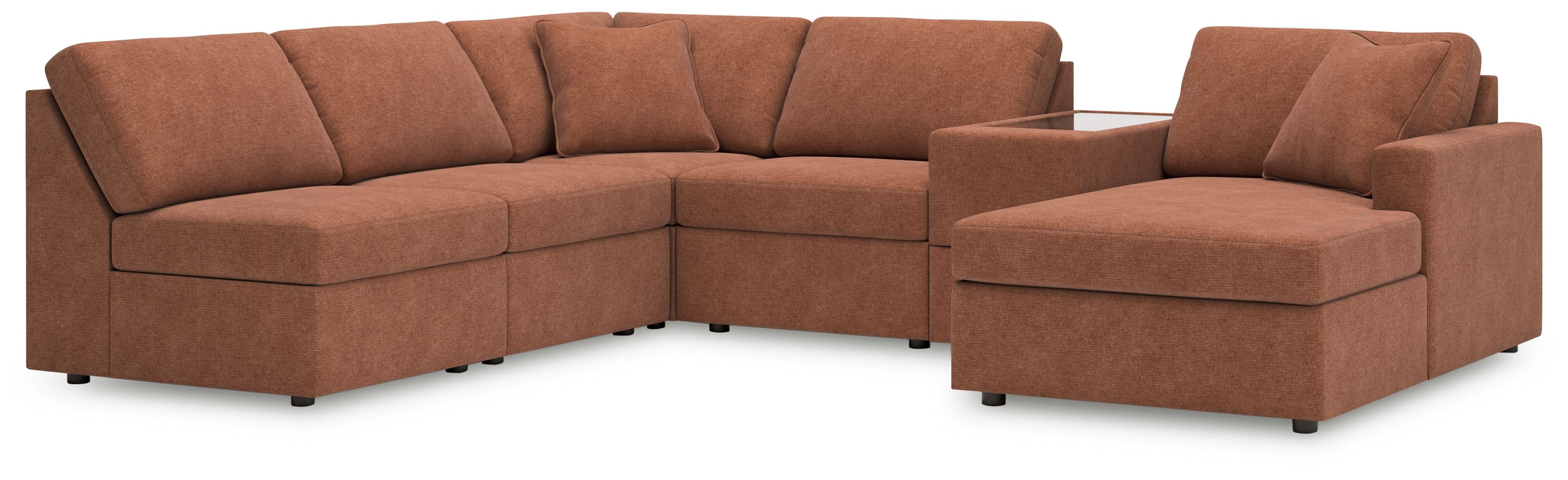 6 Pc · Sectional With Raf Corner Chaise And Storage Console