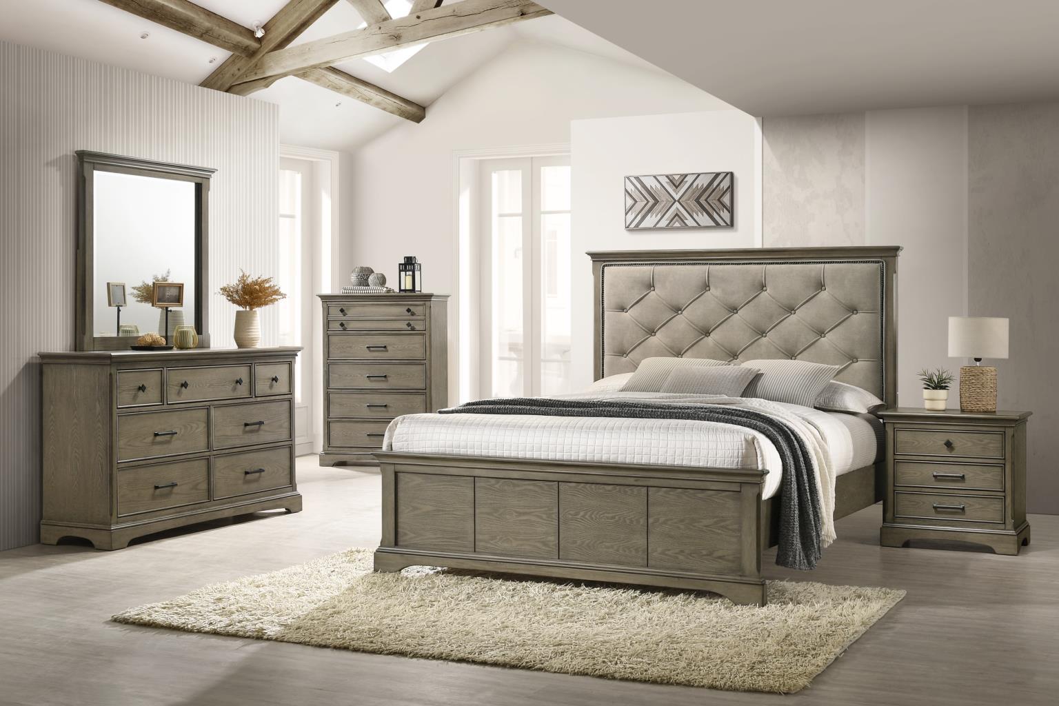 B312 - 3 Piece Bedroom Set (Queen Bed, Dresser, Mirror) - Light Brown