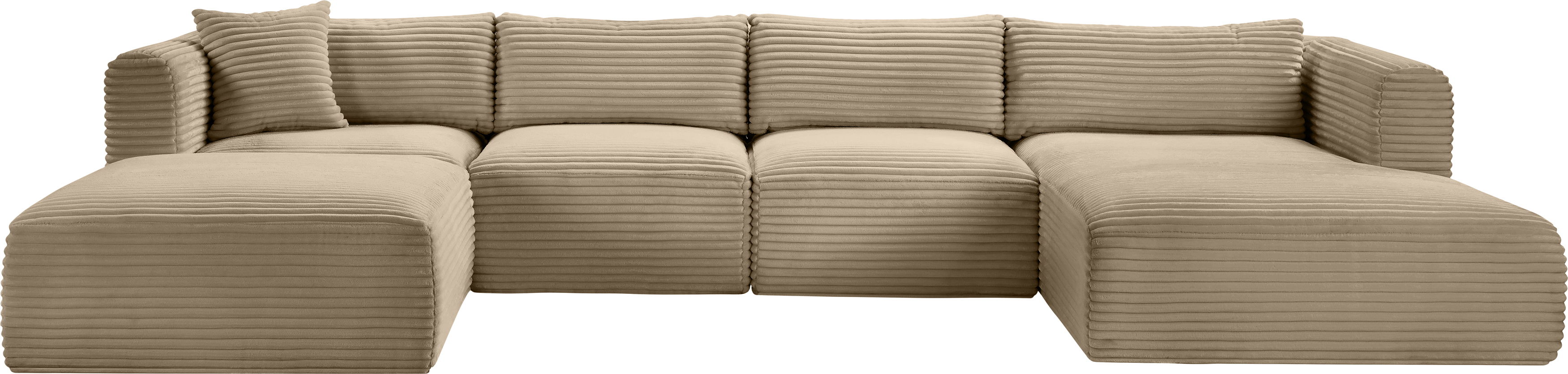 Shaggy - 5 Piece Modular Sectional With Chaise And Ottoman - Taupe