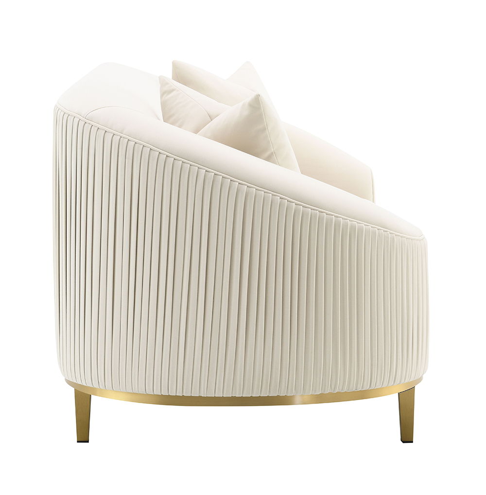 Martina - Loveseat With 2 Pillows - Ivory Velvet, beige, view 2