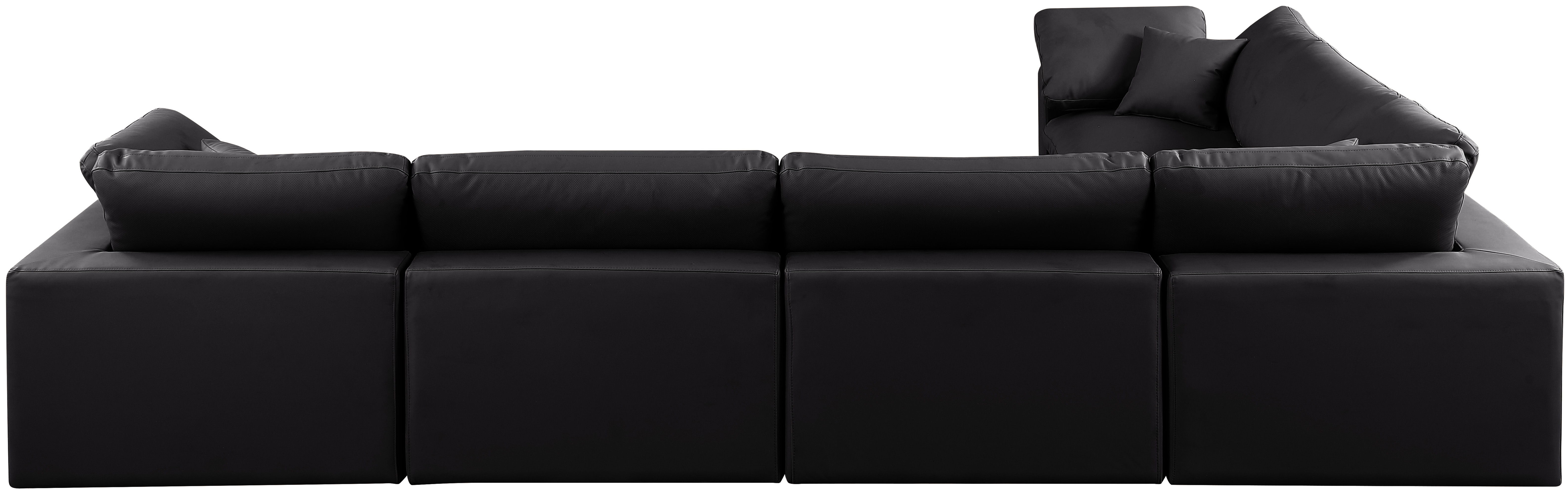 Comfy - 6 Piece Faux Leather Modular Corner Sectional - Charcoal
