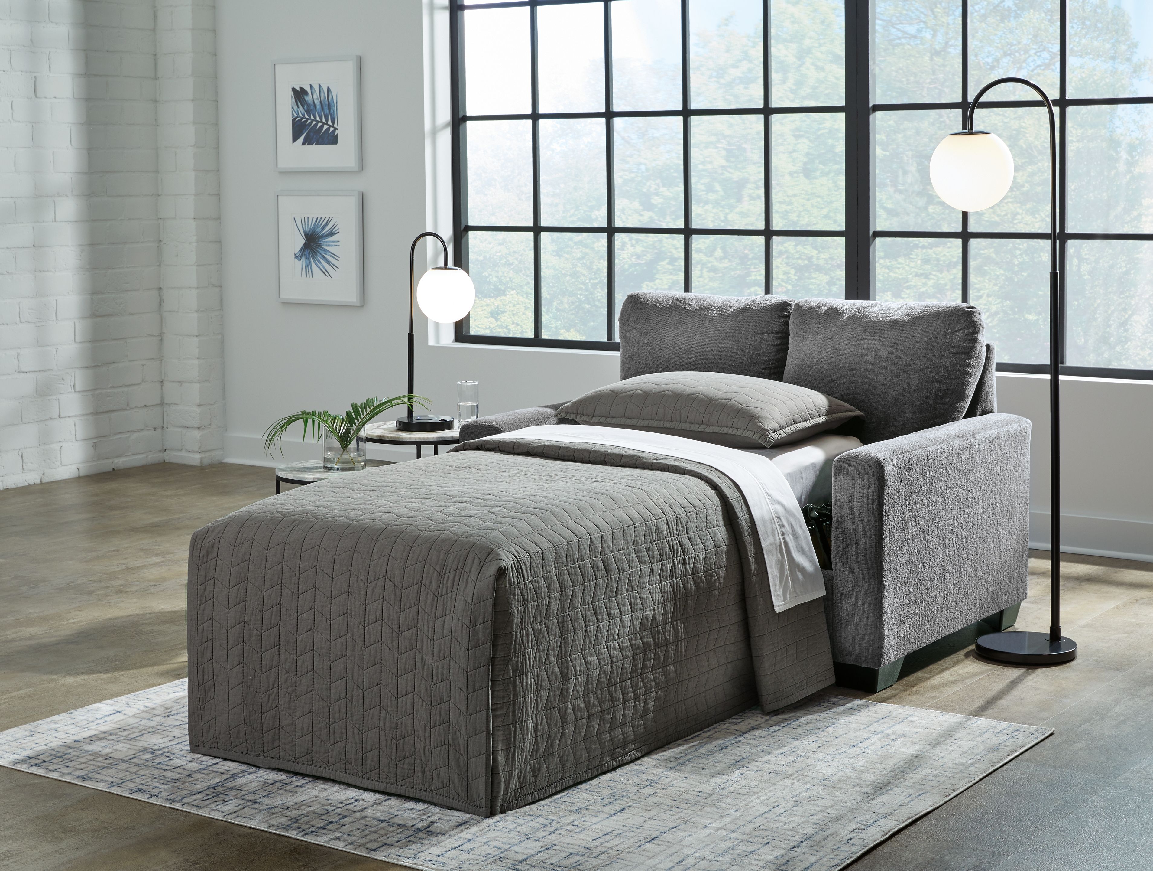 Ashley Furniture Rannis - Twin Sofa Sleeper - Pewter - Image 8