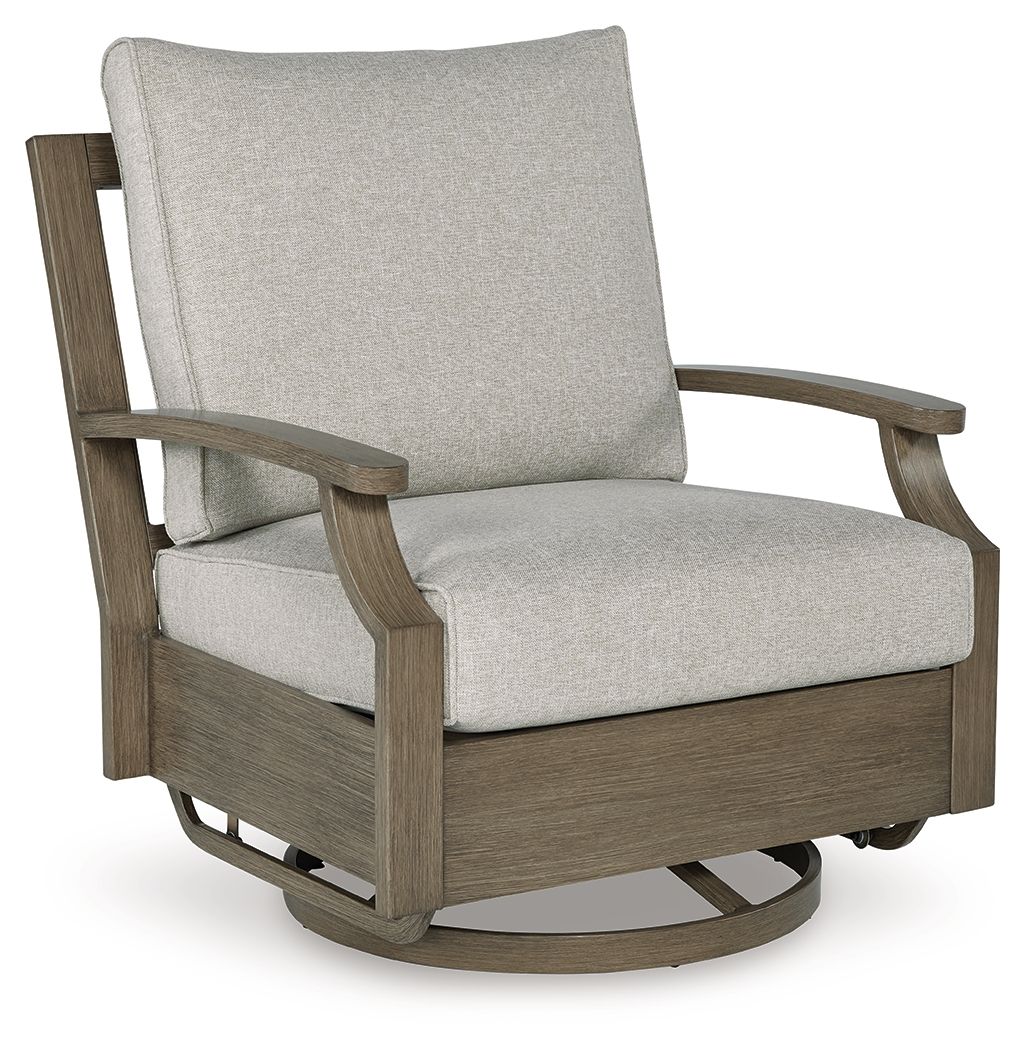 Ashley Furniture Rainier Ranch - Swivel Glider Chair With Cushion - Brown / Beige - Image 3