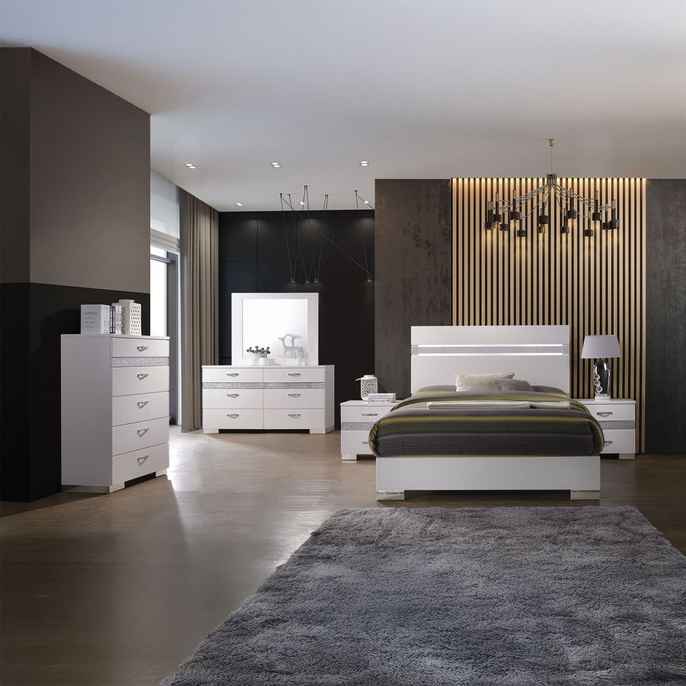 Naima II - Nightstand - White High Gloss, white, view 6