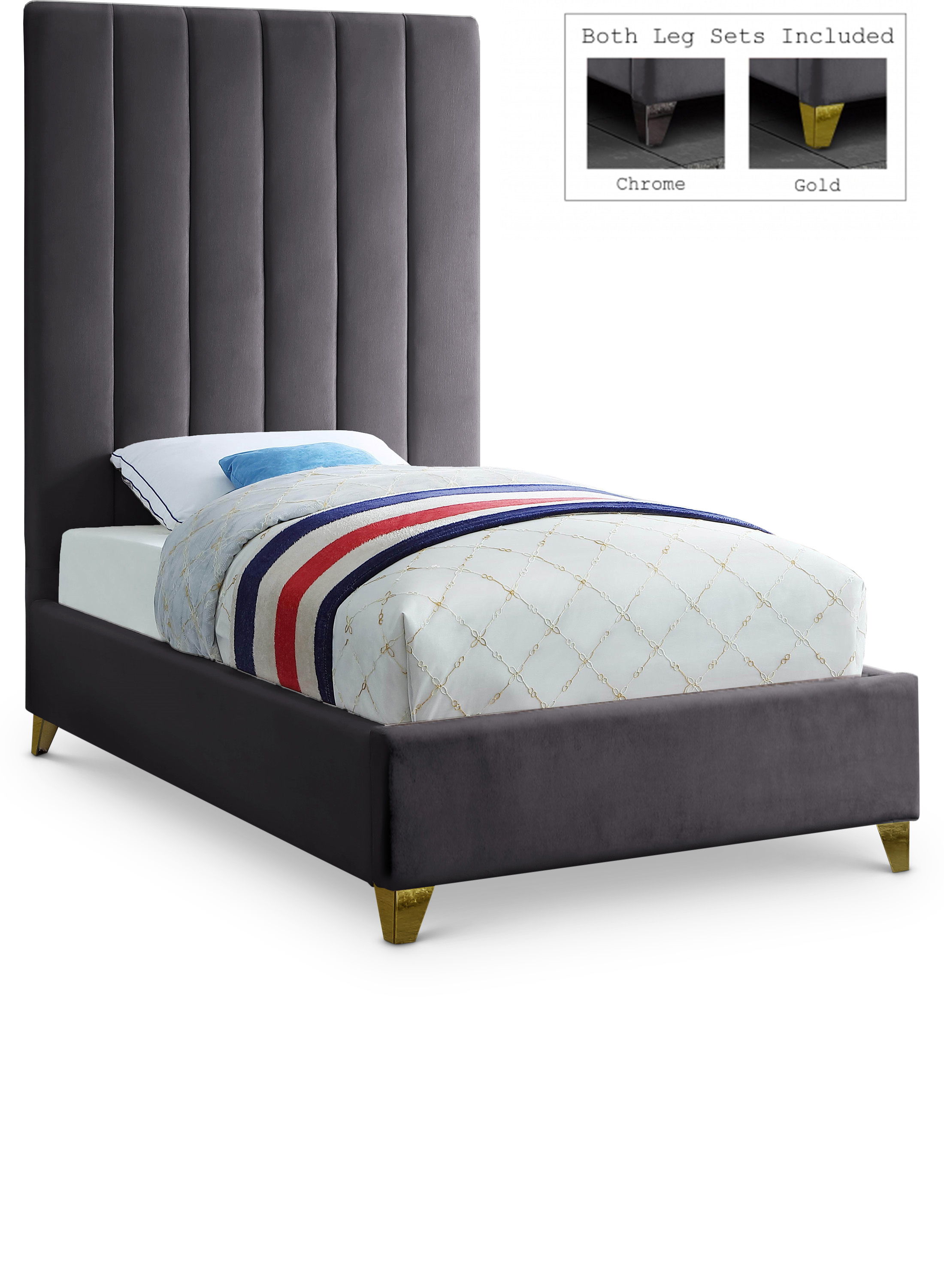 Via - Twin Bed - Gray