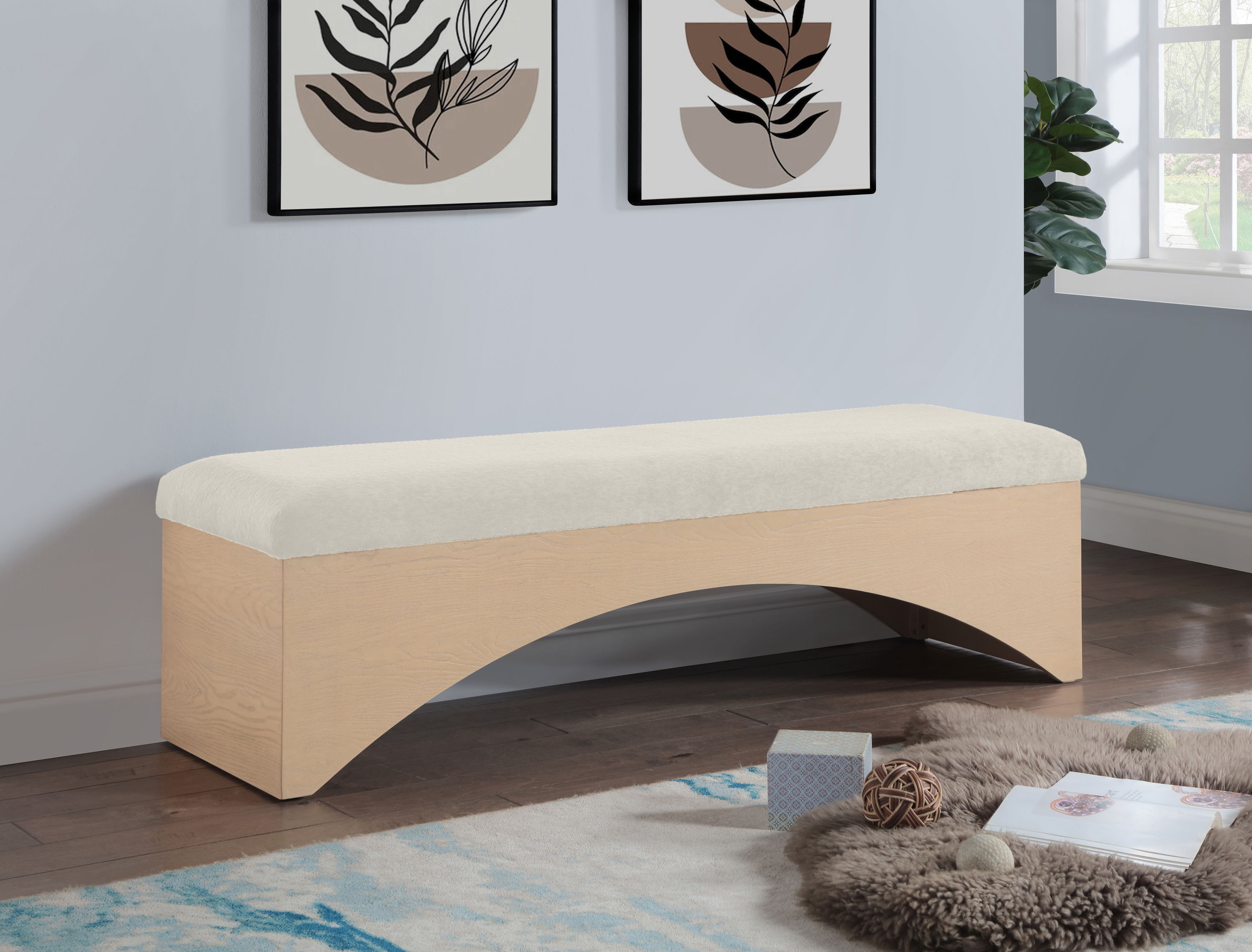 Lawson - Bench With Natural Base - Cream