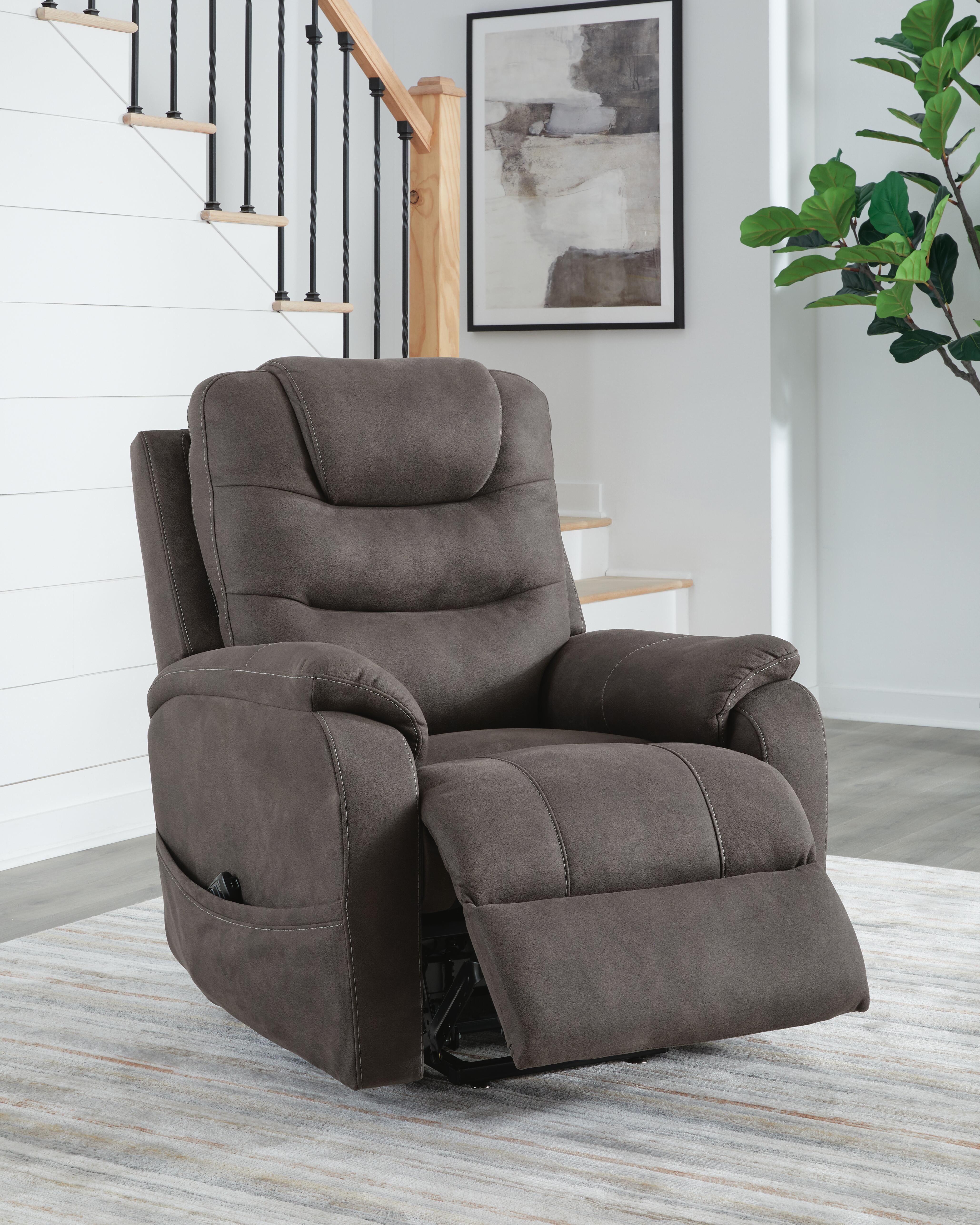 Ashley Furniture Snowfield - Power Lift Recliner - Gunmetal - Image 9