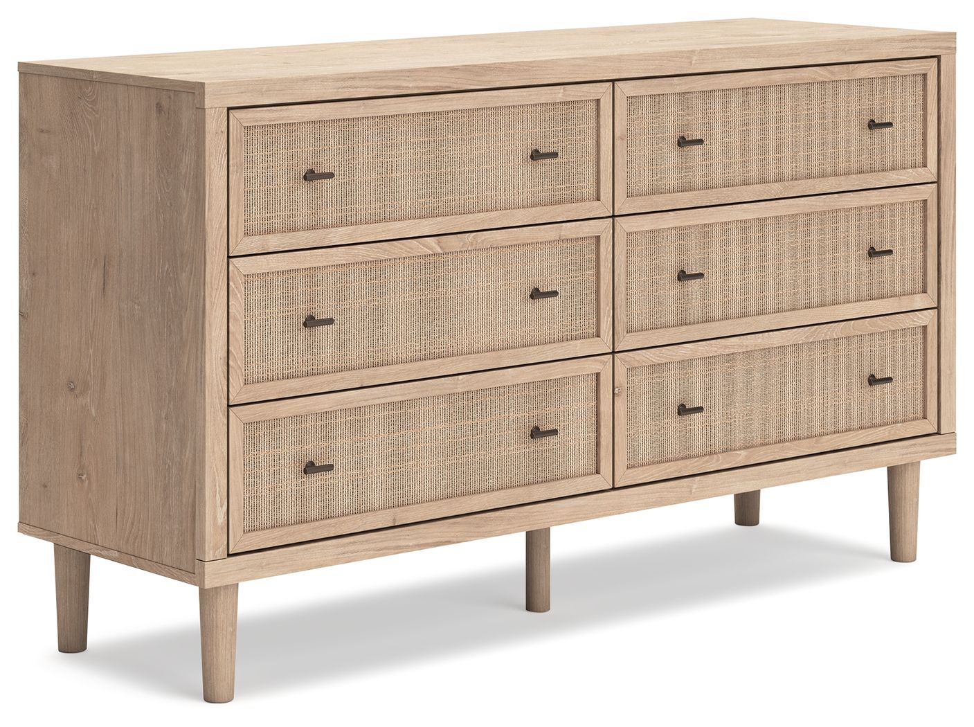 Cielden - 4 Pc. - Dresser, Mirror, Chest, King Upholstered Bed With Roll Slats - Soft Gray / Beige