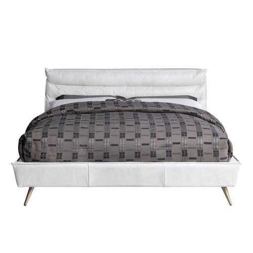 Doris - Queen Bed - Vintage White Top Grain Leather, white, view 5