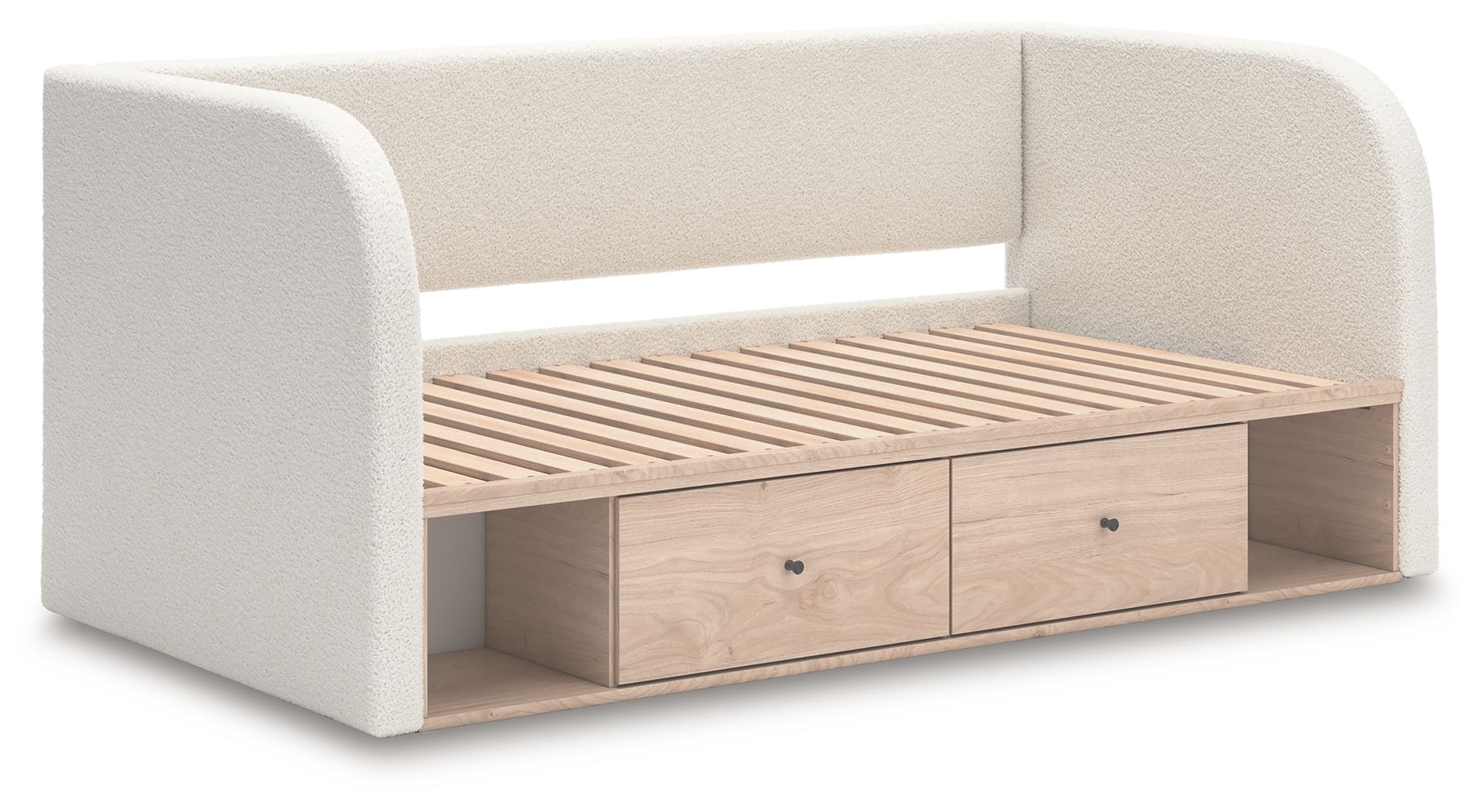 Ashley Furniture Arloster - Full Upholstered Day Bed With Storage - Tan / White - Image 4