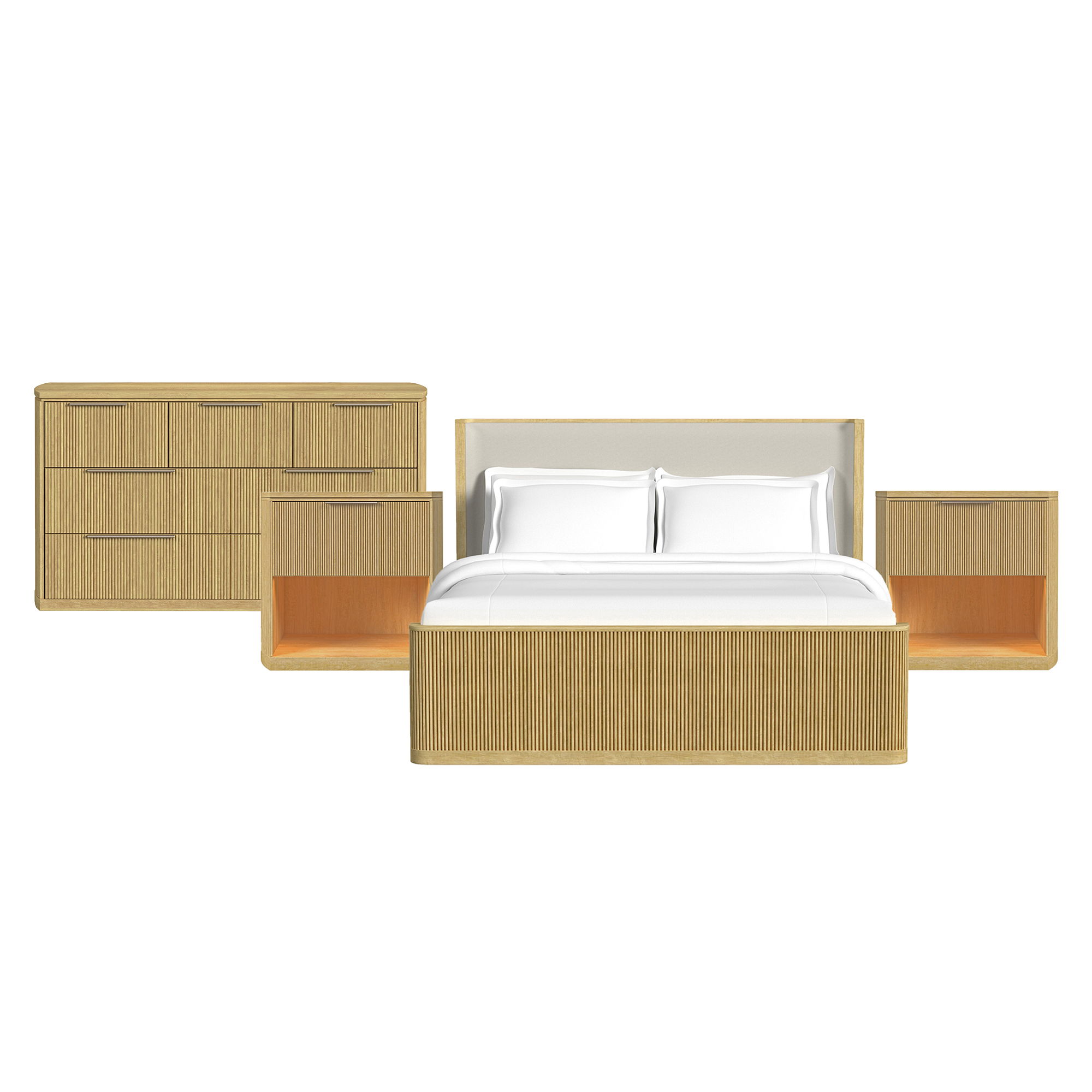 King · 4 Pc · Bedroom Set With 2 Nightstands & Dresser