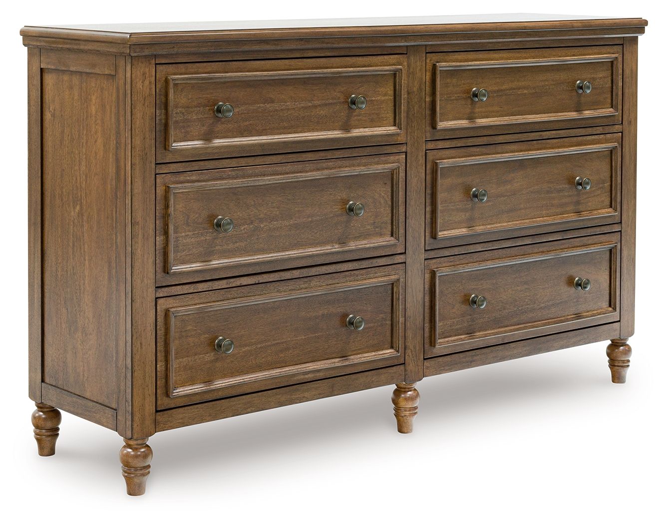 Ashley Furniture Sturlayne - 5 Pc. - Dresser, Mirror, Queen Upholstered Panel Bed - Brown - Image 4