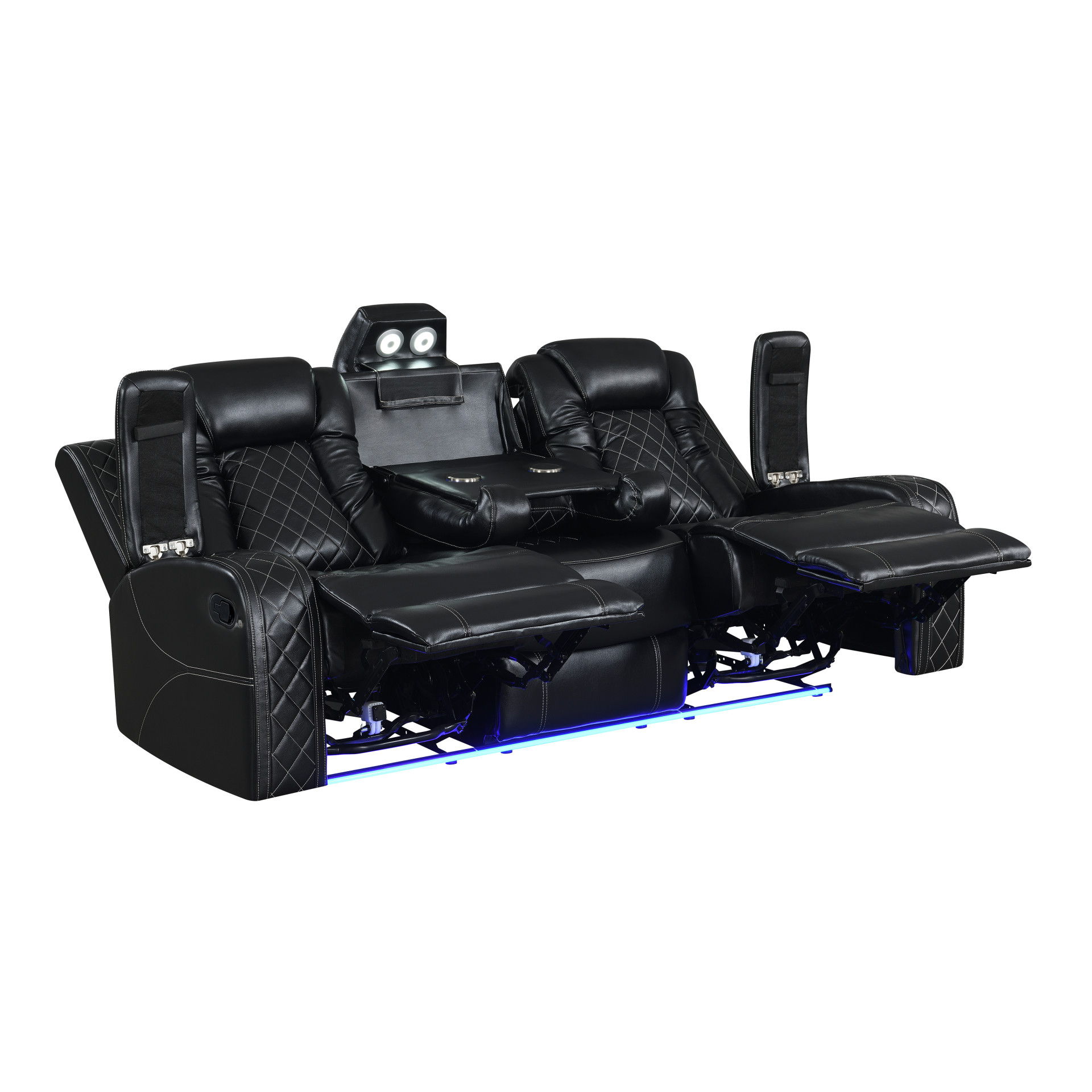 Orion II - Sofa With Dual Recliner - Black