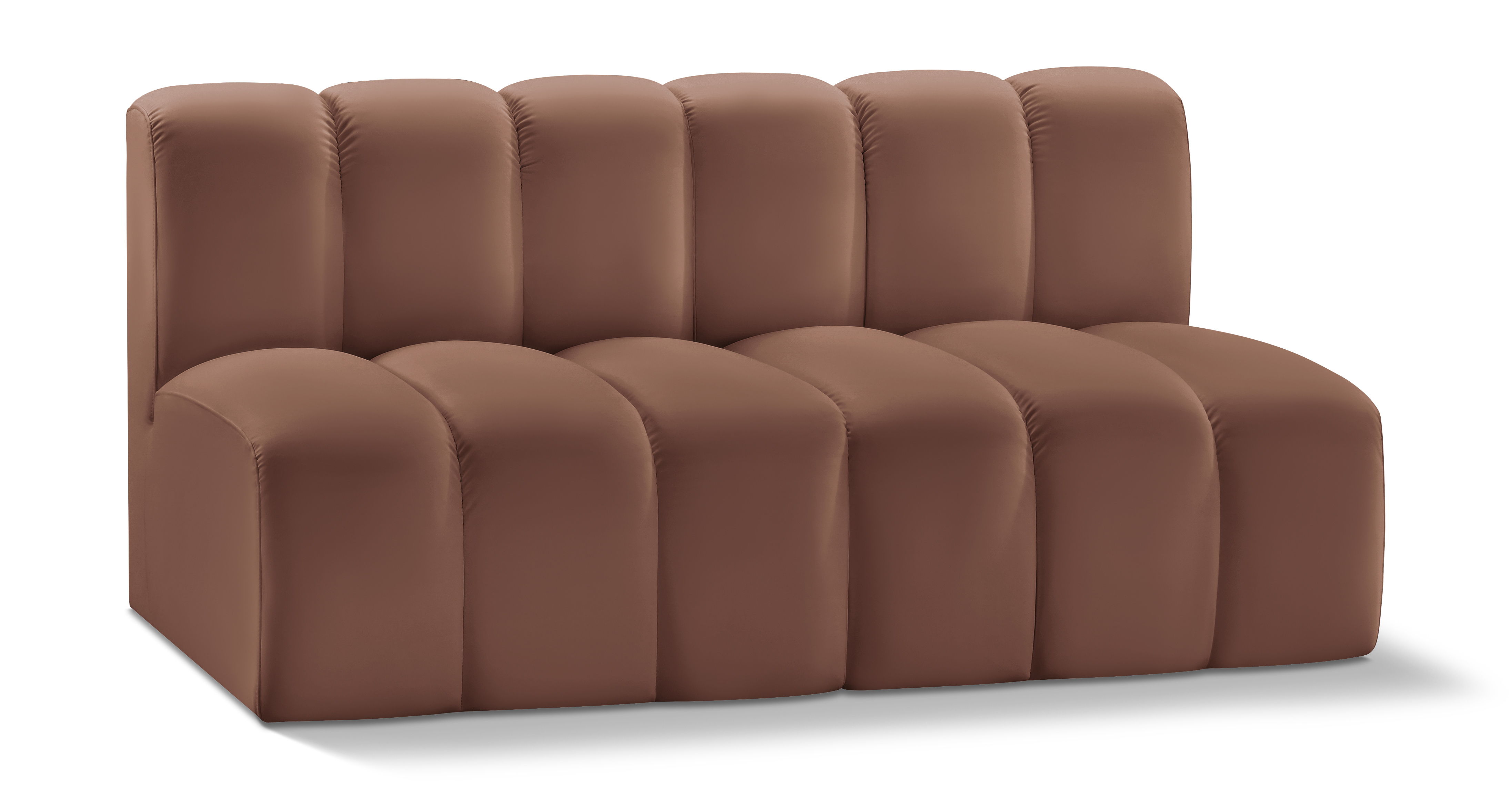 Arc - Faux Leather 2 Seats Modular Sofa - Cognac