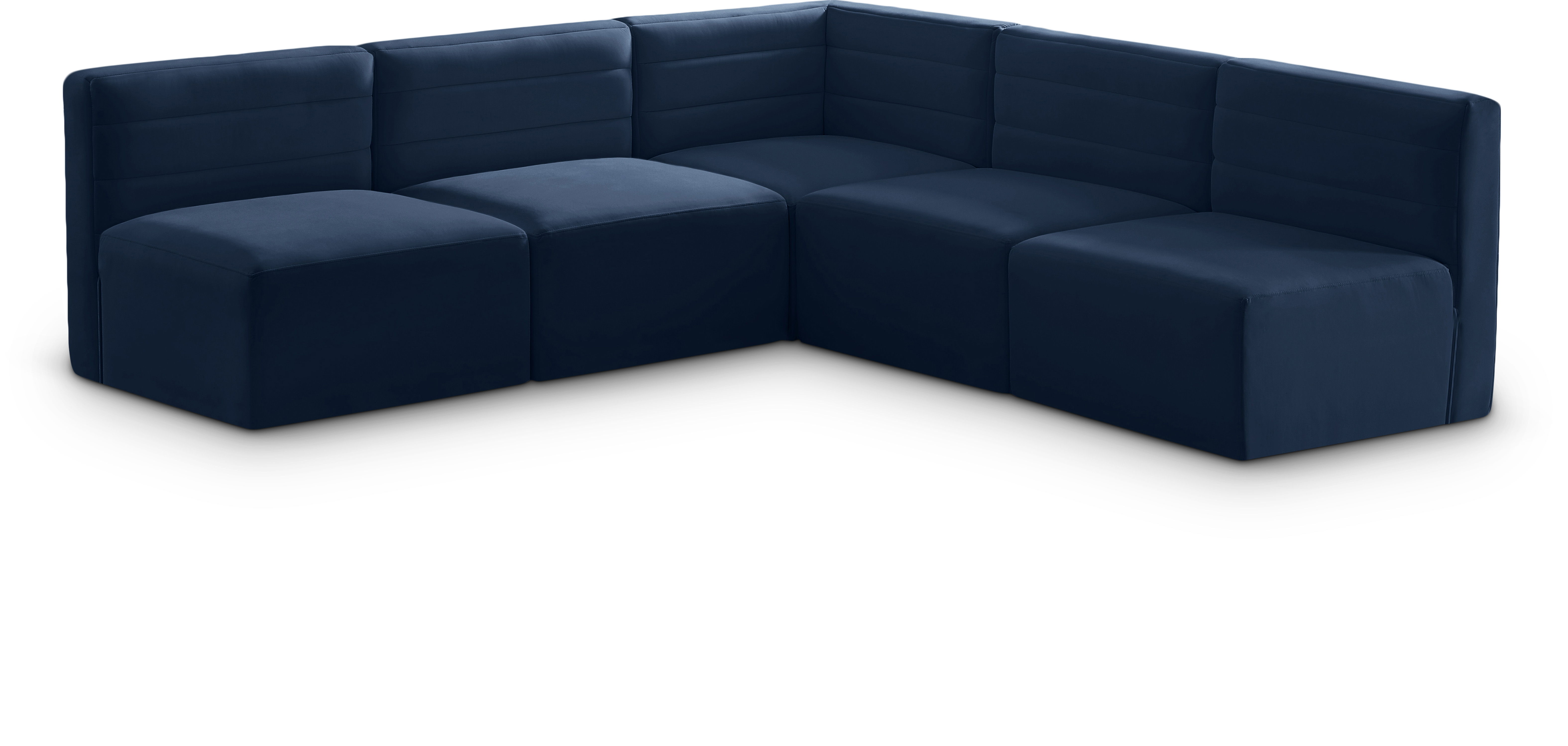 Quincy - 5 Piece Modular Corner Armless Sectional - Navy